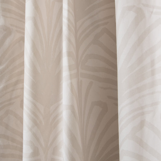 Beige Palm Printed Curtains Close-up