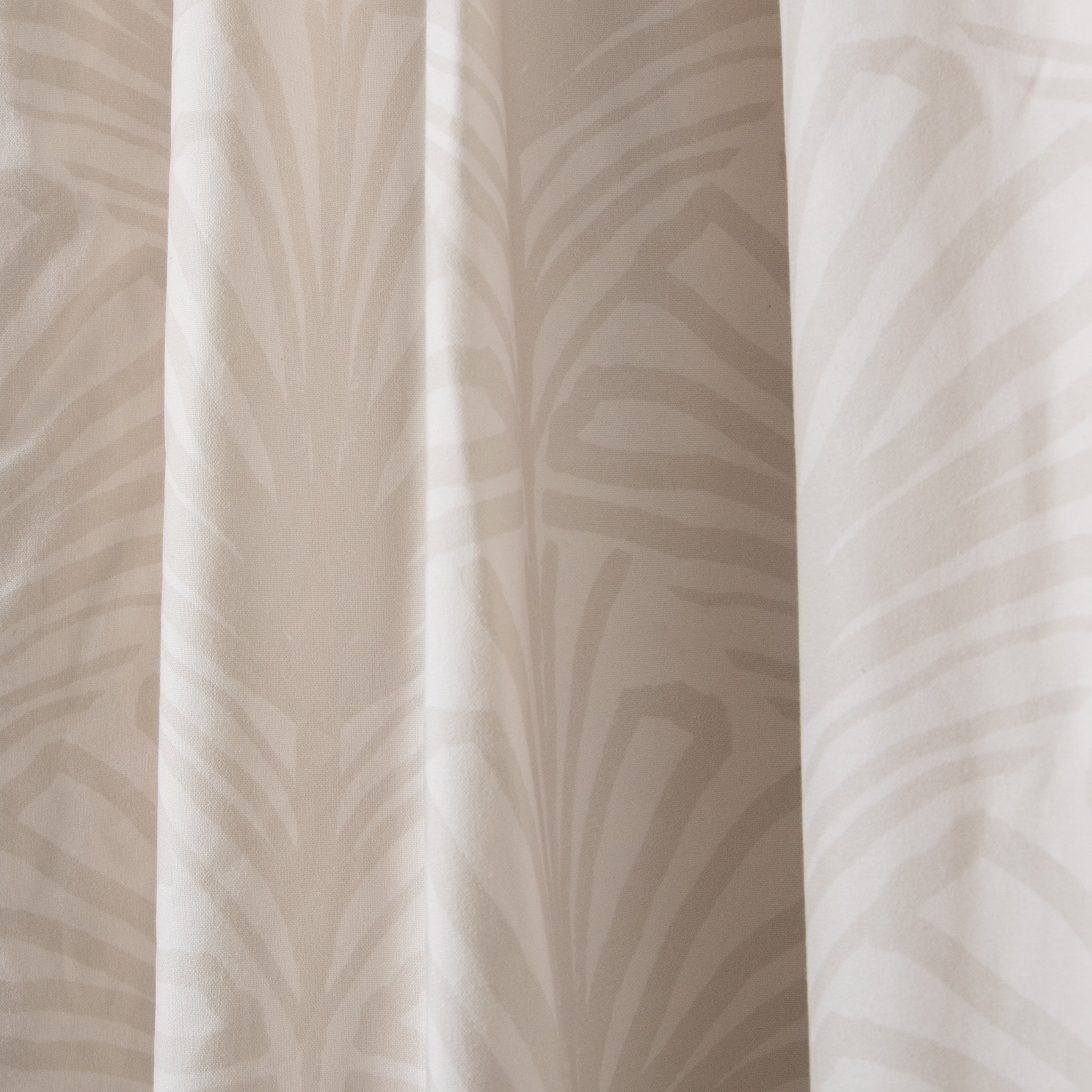 close up of Beige Palm pattern curtain 