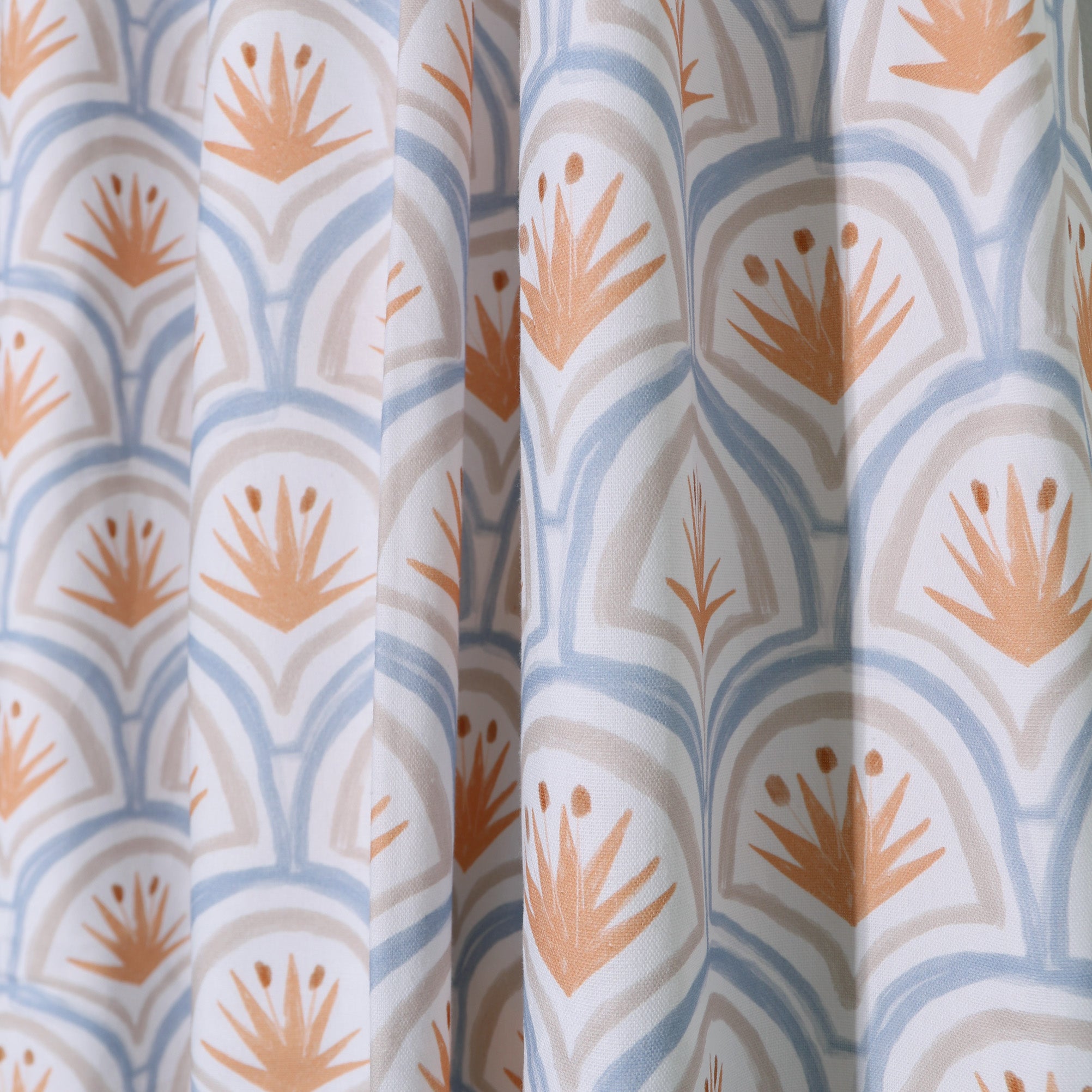 close up of Art Deco Palm Pattern Printed Cotton curtain 