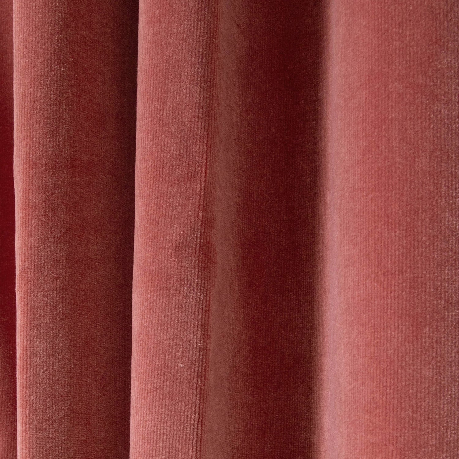Coral Velvet Curtain Close-Up