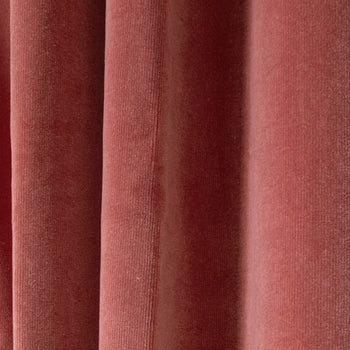 Coral Velvet Curtain Close-Up