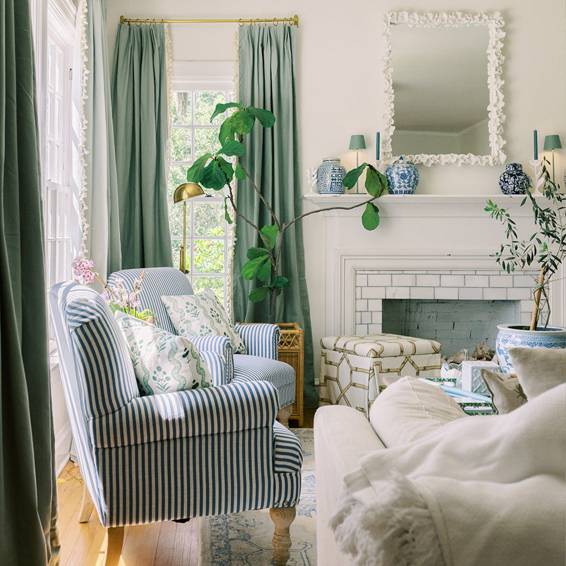 Custom Green Pattern Curtains | Pepper Home