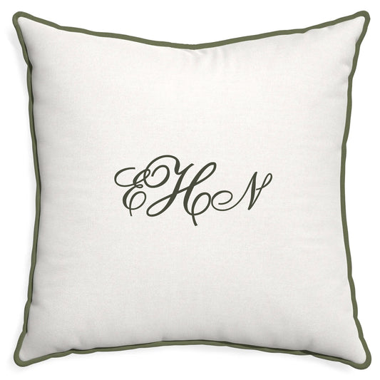 Flour Pillow - Euro w. Fern Velvet Piping & Fern EHN Embroidery