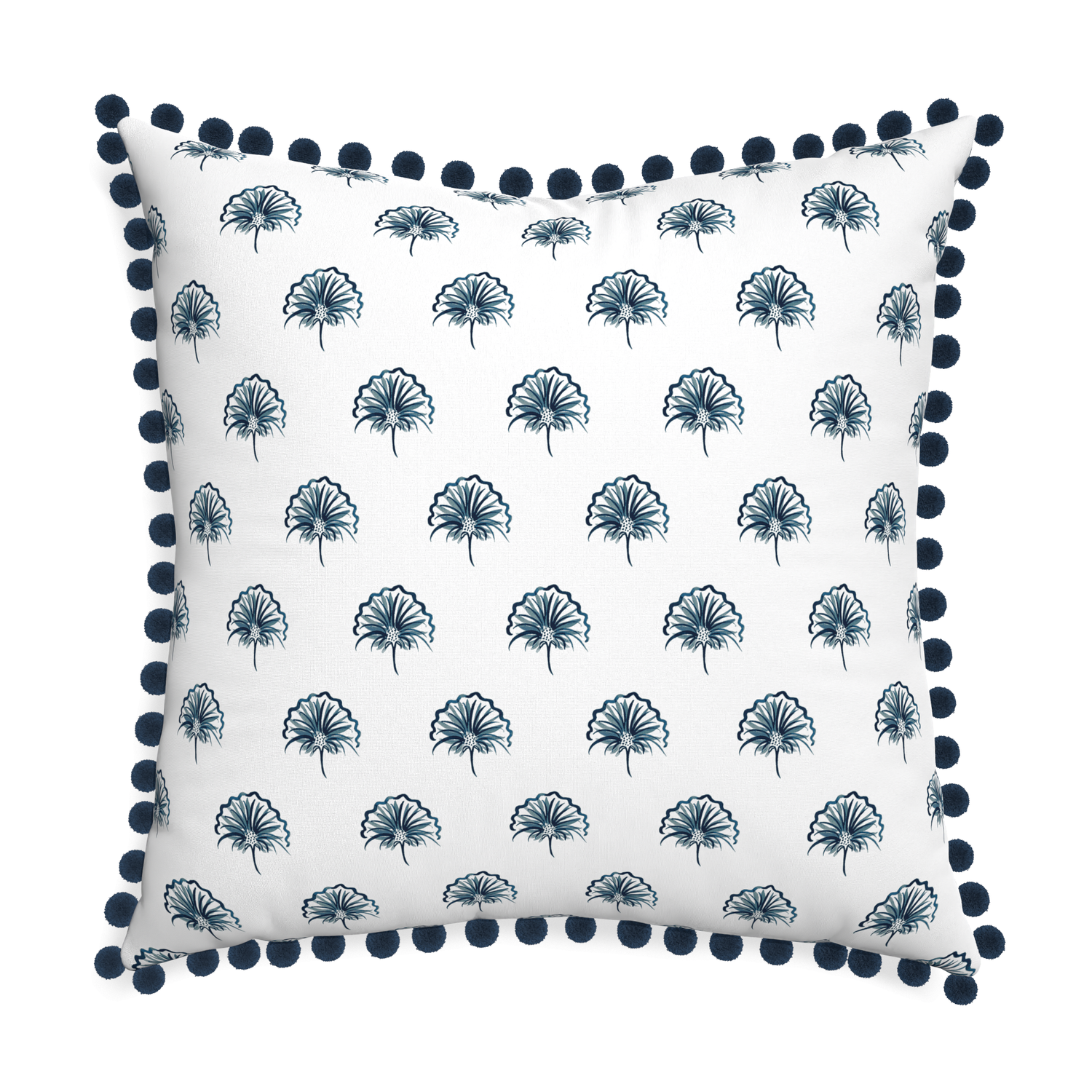 Euro-sham penelope midnight custom floral navypillow with c on white background