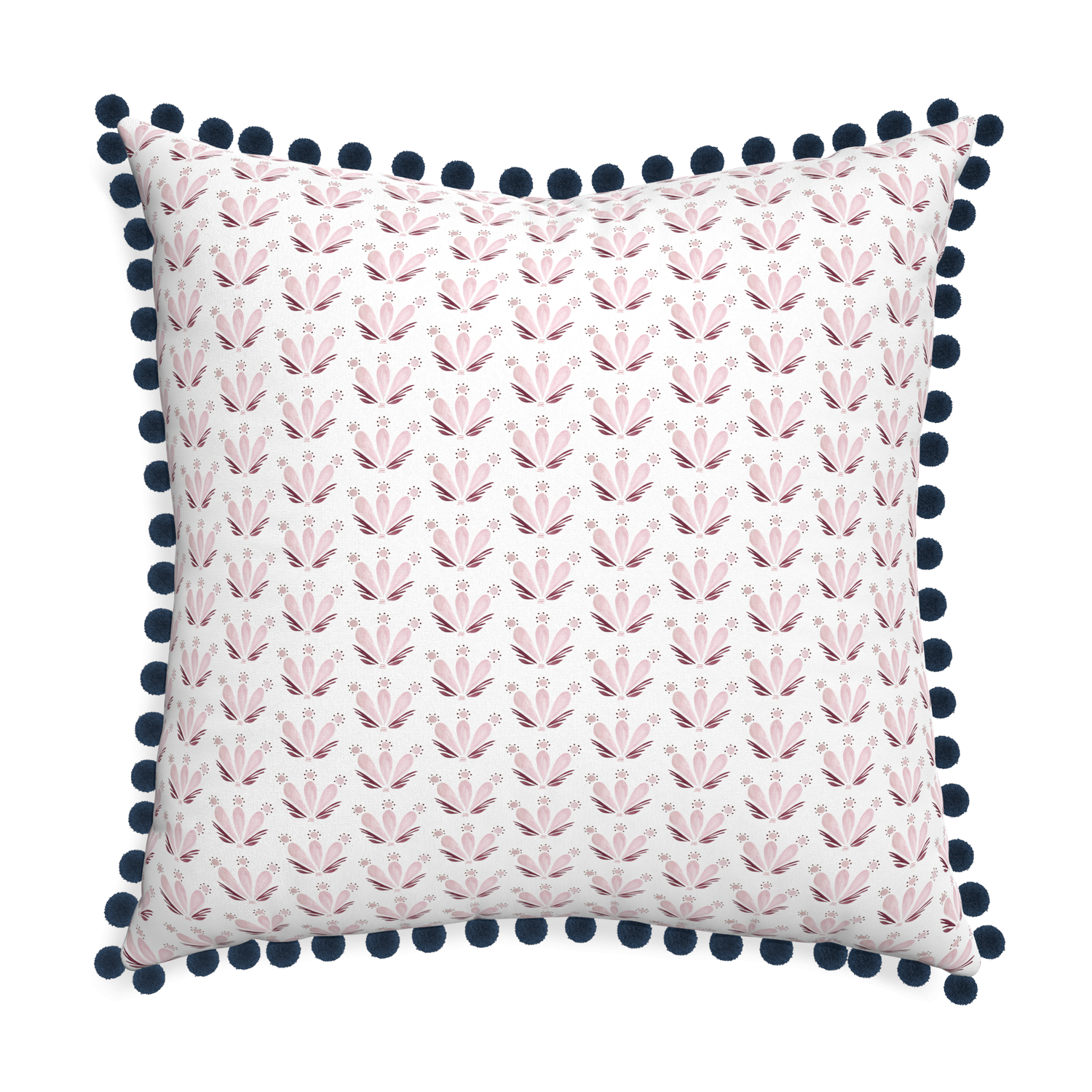 Euro-sham serena pink custom pink & burgundy drop repeat floralpillow with c on white background