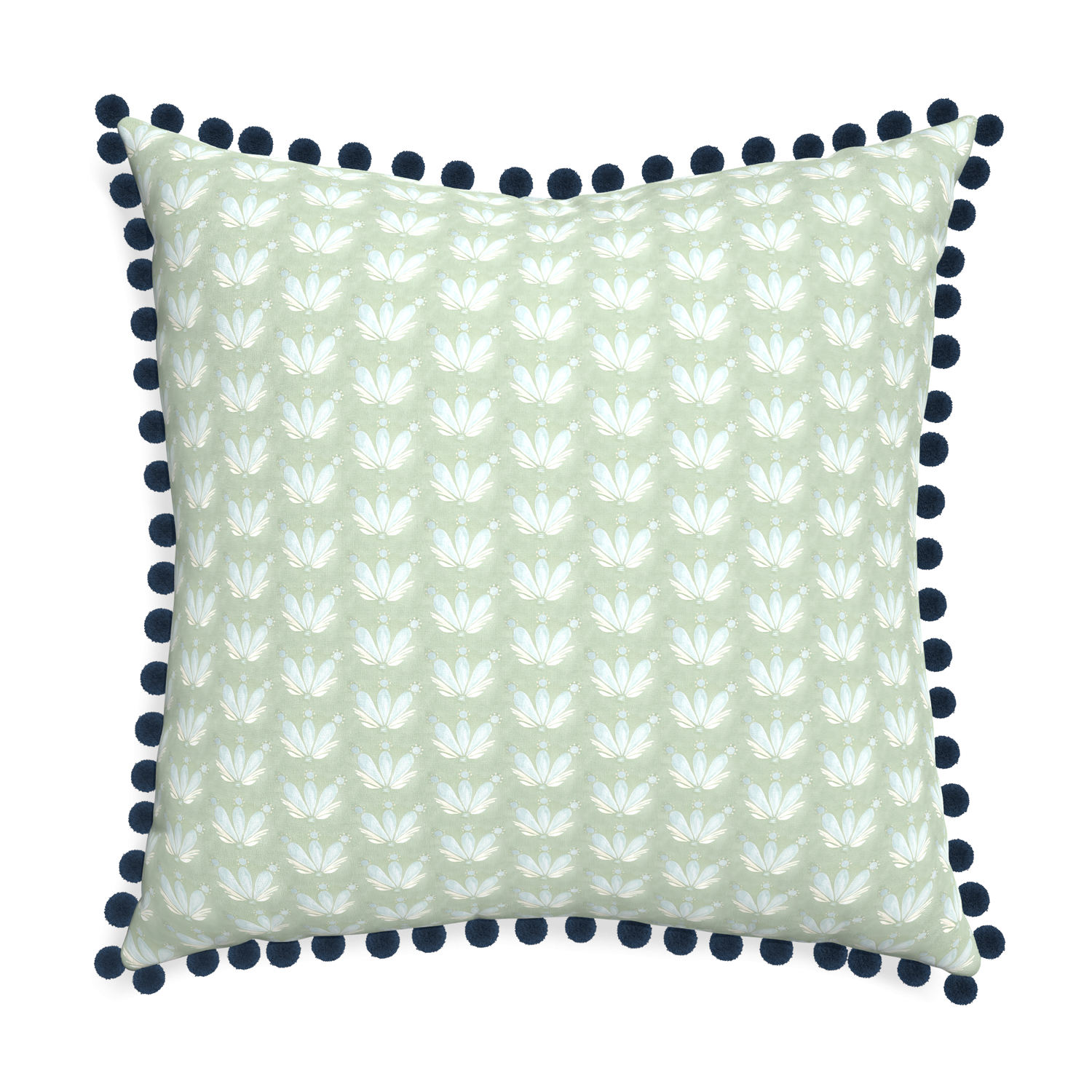 Euro-sham serena sea salt custom blue & green floral drop repeatpillow with c on white background