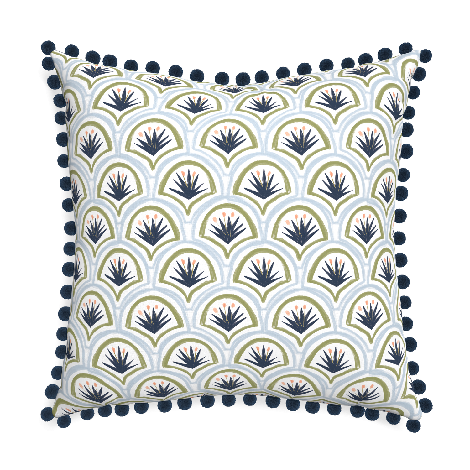 Euro-sham thatcher midnight custom art deco palm patternpillow with c on white background