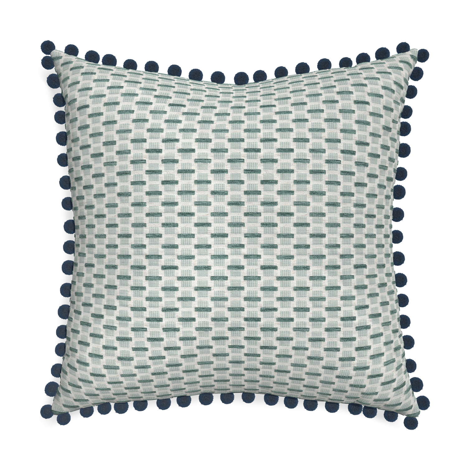 Euro-sham willow mint custom green geometric chenillepillow with c on white background