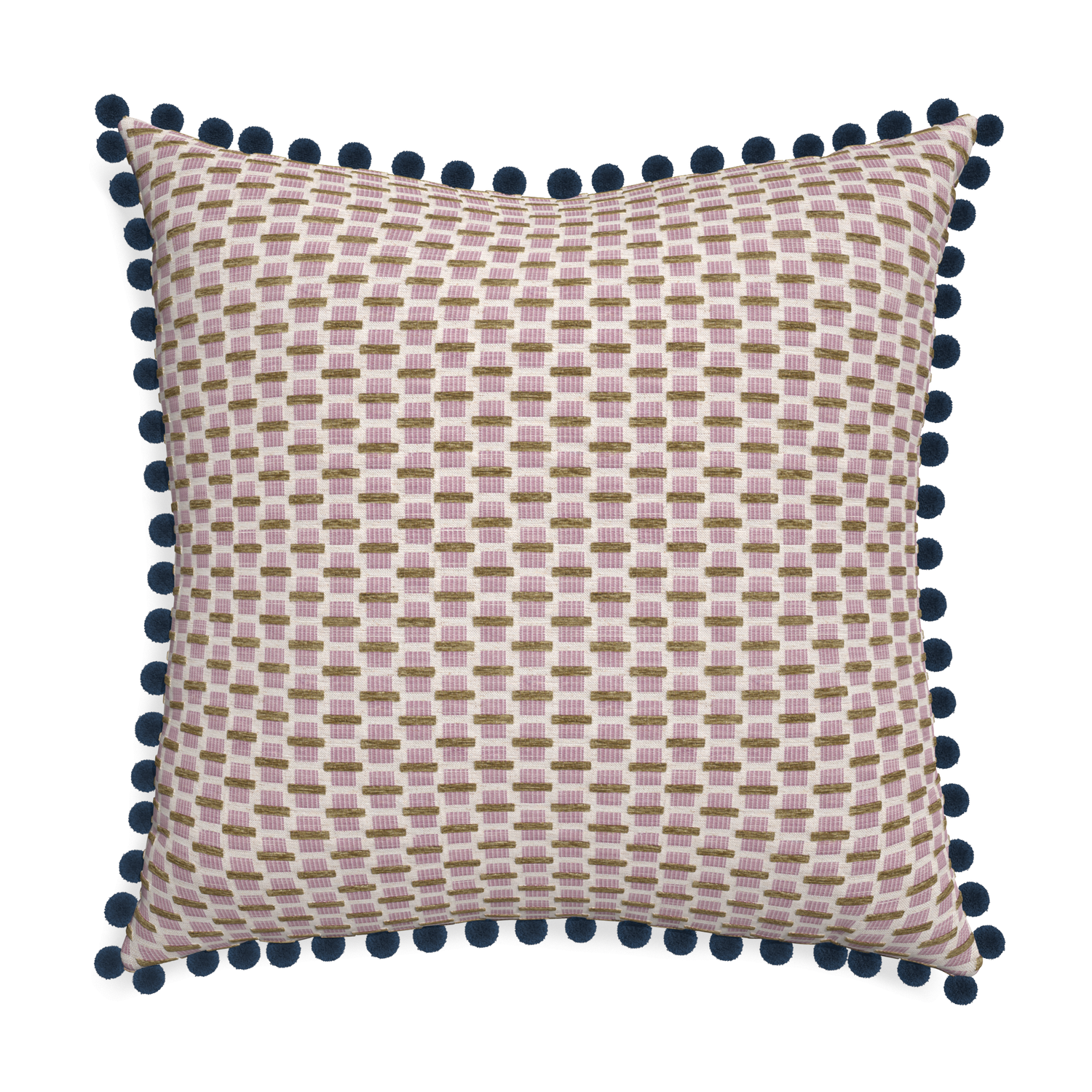 Euro-sham willow orchid custom pink geometric chenillepillow with c on white background