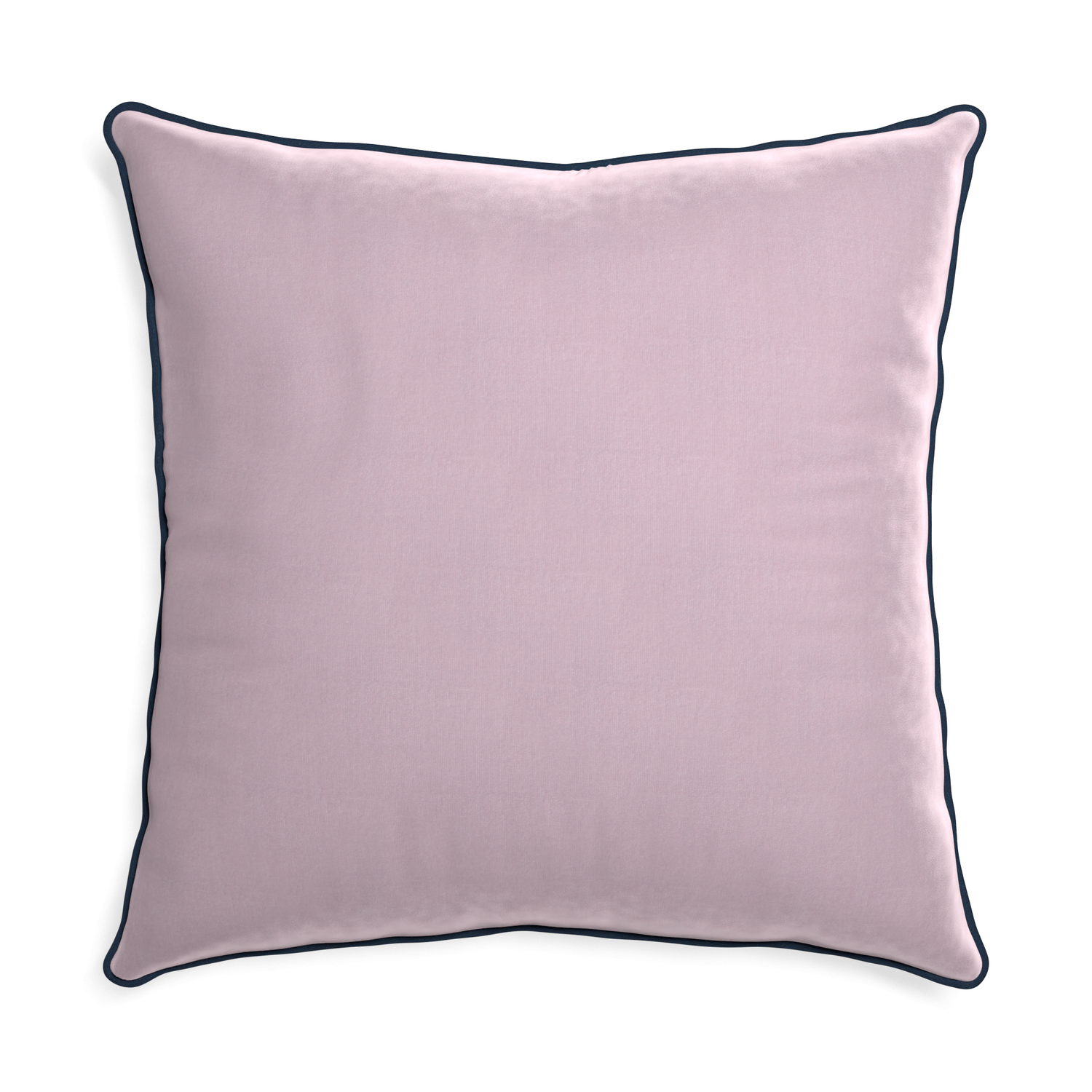 Euro-sham lilac velvet custom lilacpillow with c piping on white background