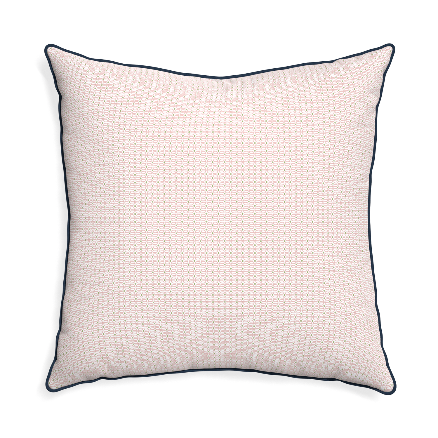 Euro-sham loomi pink custom pink geometricpillow with c piping on white background