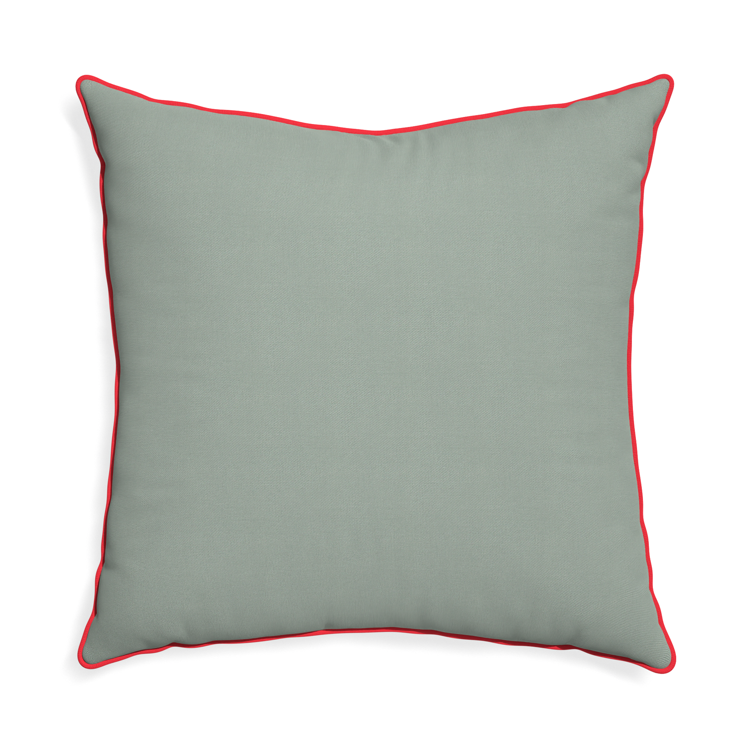 Euro-sham sage custom pillow with cherry piping on white background