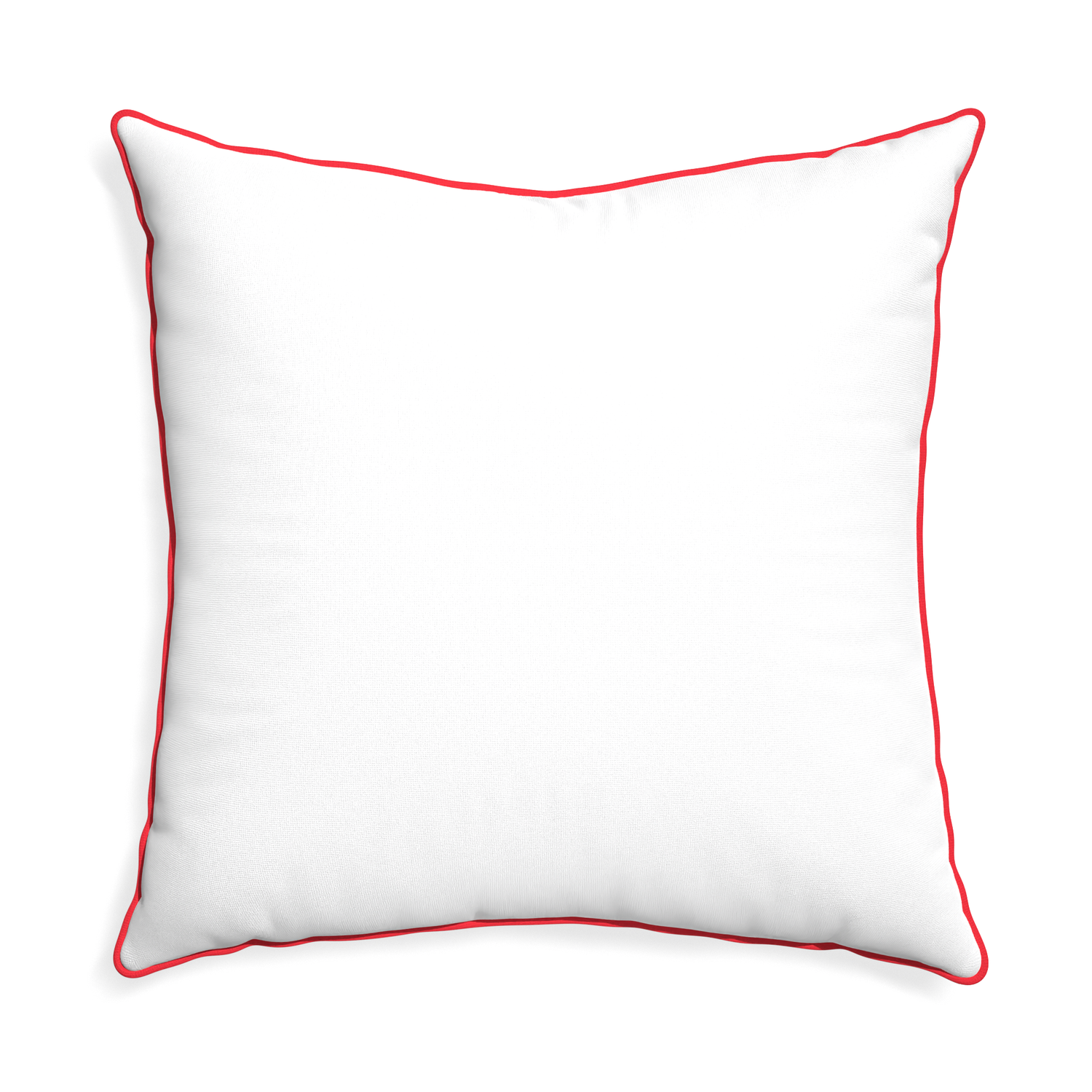 Euro-sham snow custom pillow with cherry piping on white background