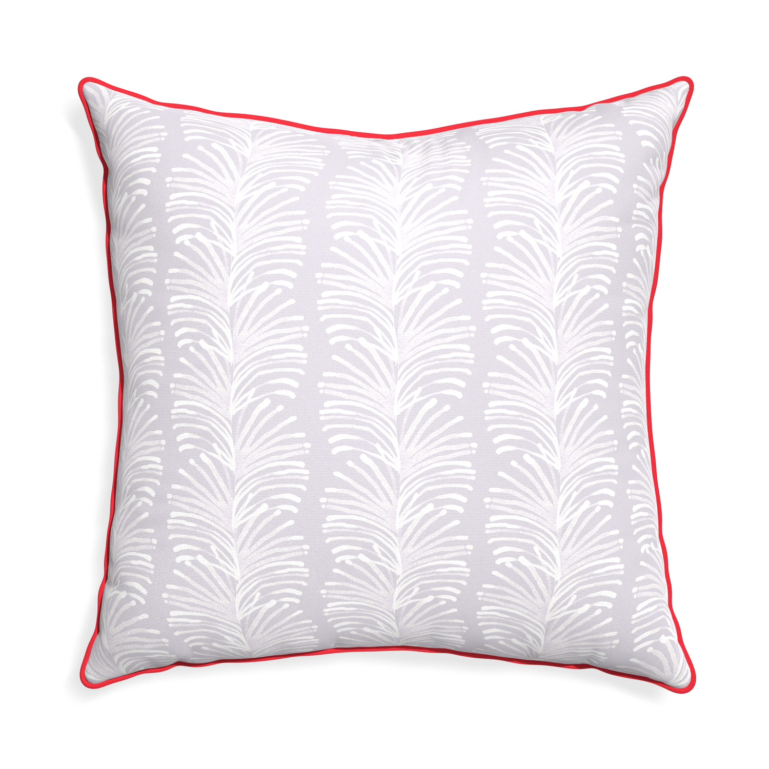 Euro-sham emma lavender custom pillow with cherry piping on white background