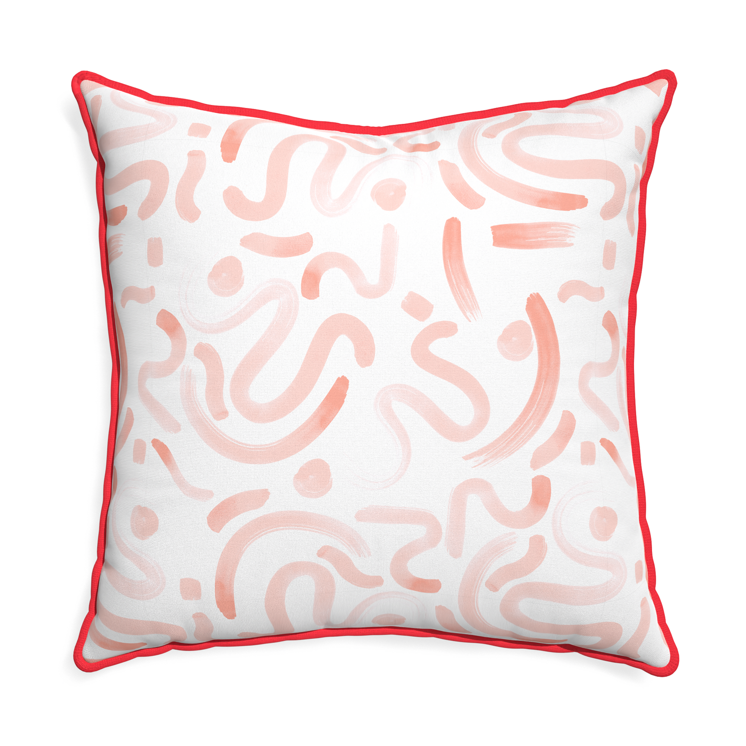 Euro-sham hockney pink custom pink graphicpillow with cherry piping on white background