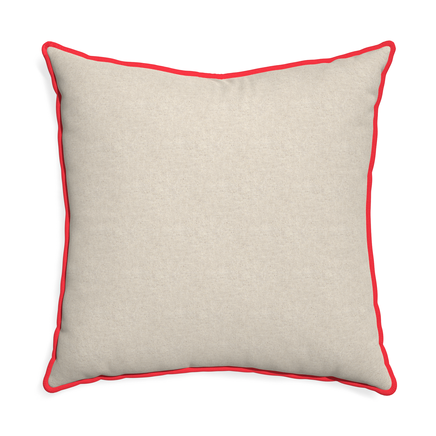 Euro-sham oat custom light brownpillow with cherry piping on white background