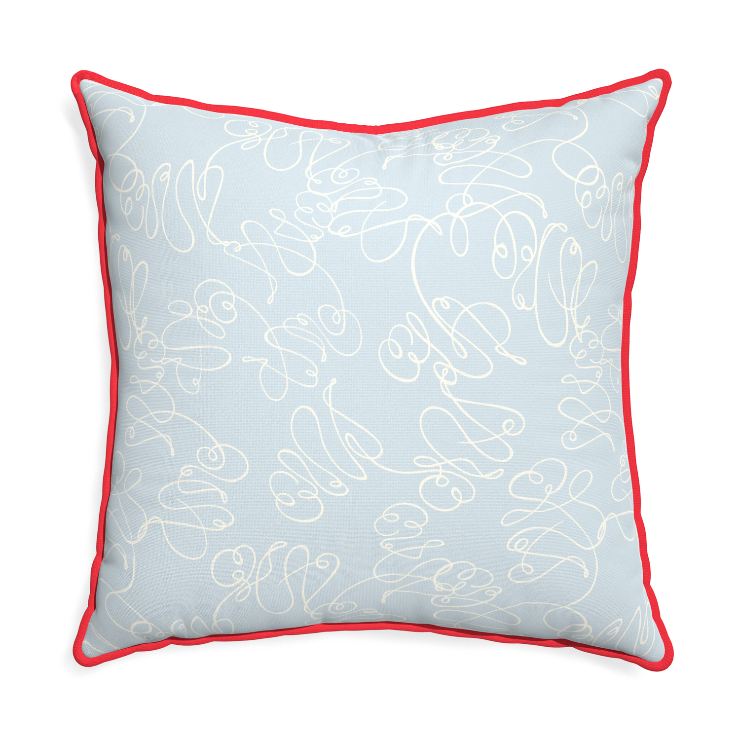Euro-sham mirabella custom pillow with cherry piping on white background