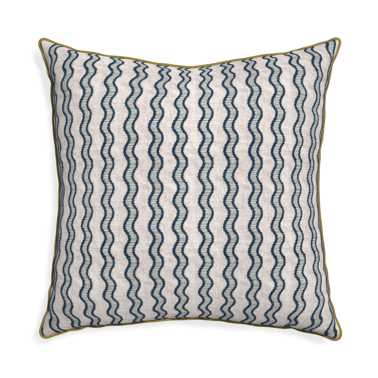 Euro-sham beatrice custom embroidered wavepillow with c piping on white background