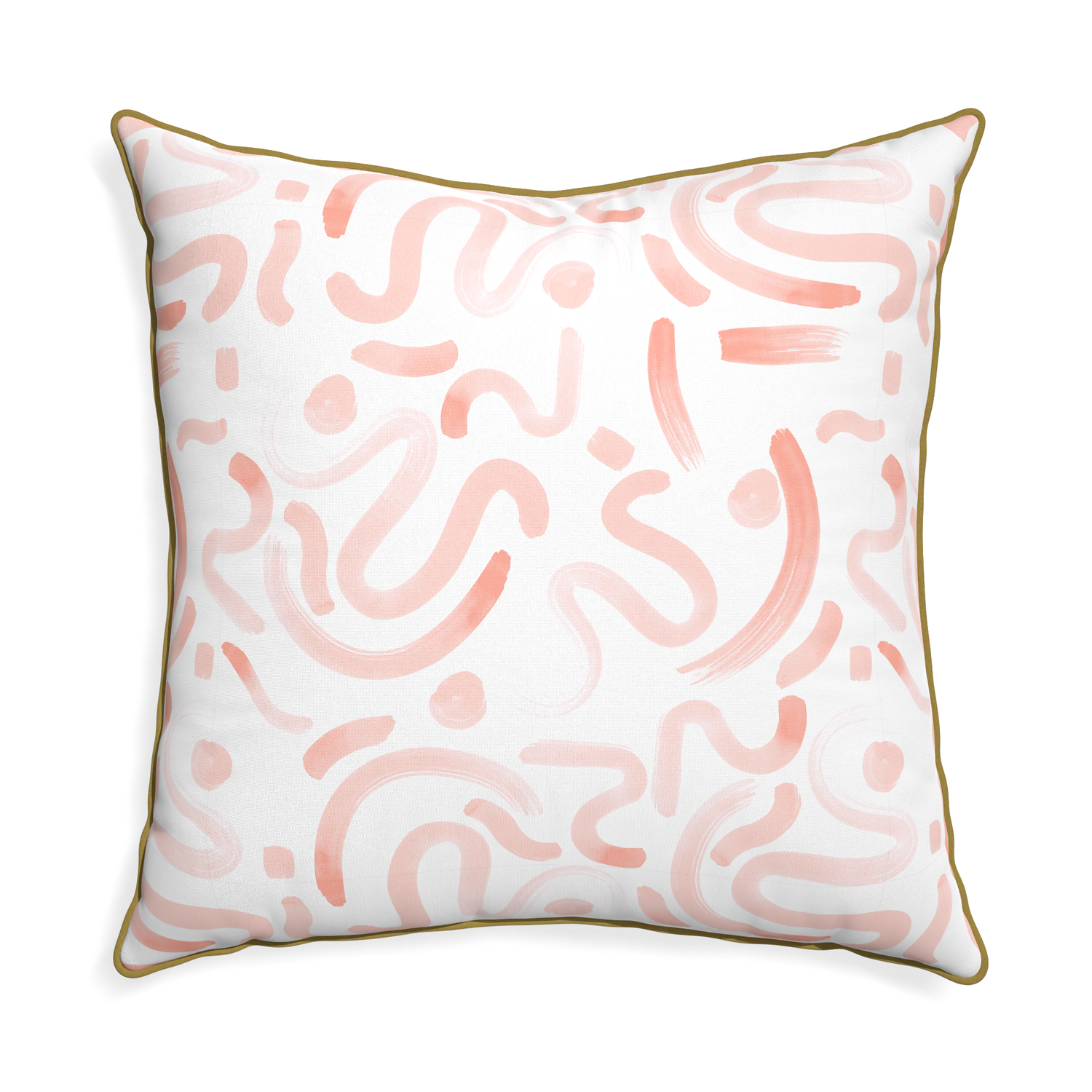 Euro-sham hockney pink custom pink graphicpillow with c piping on white background