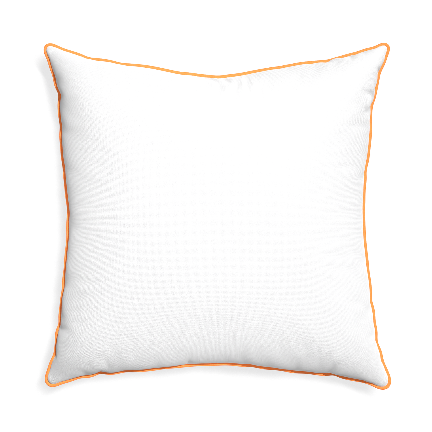 Euro-sham snow custom pillow with clementine piping on white background