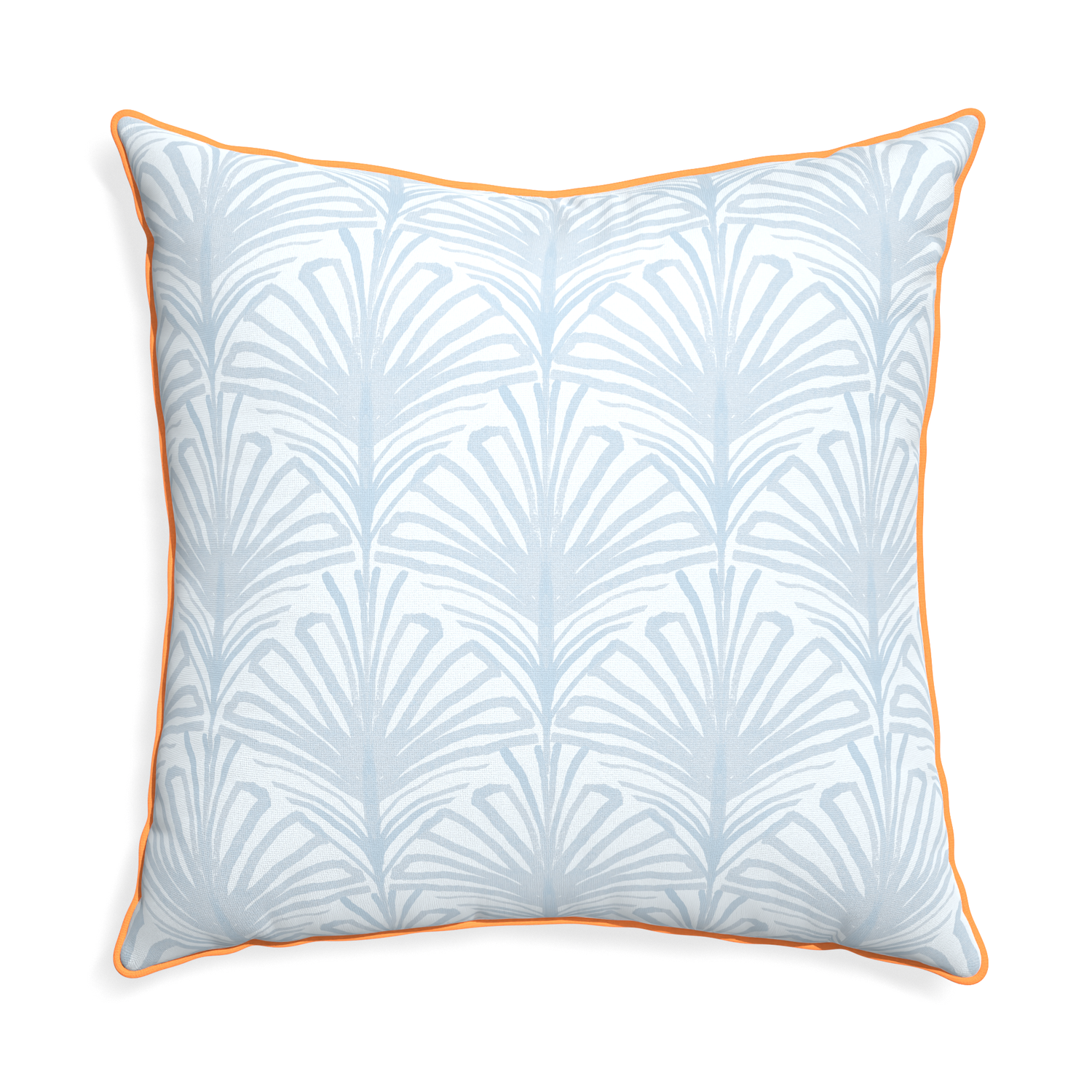 Euro-sham suzy sky custom pillow with clementine piping on white background