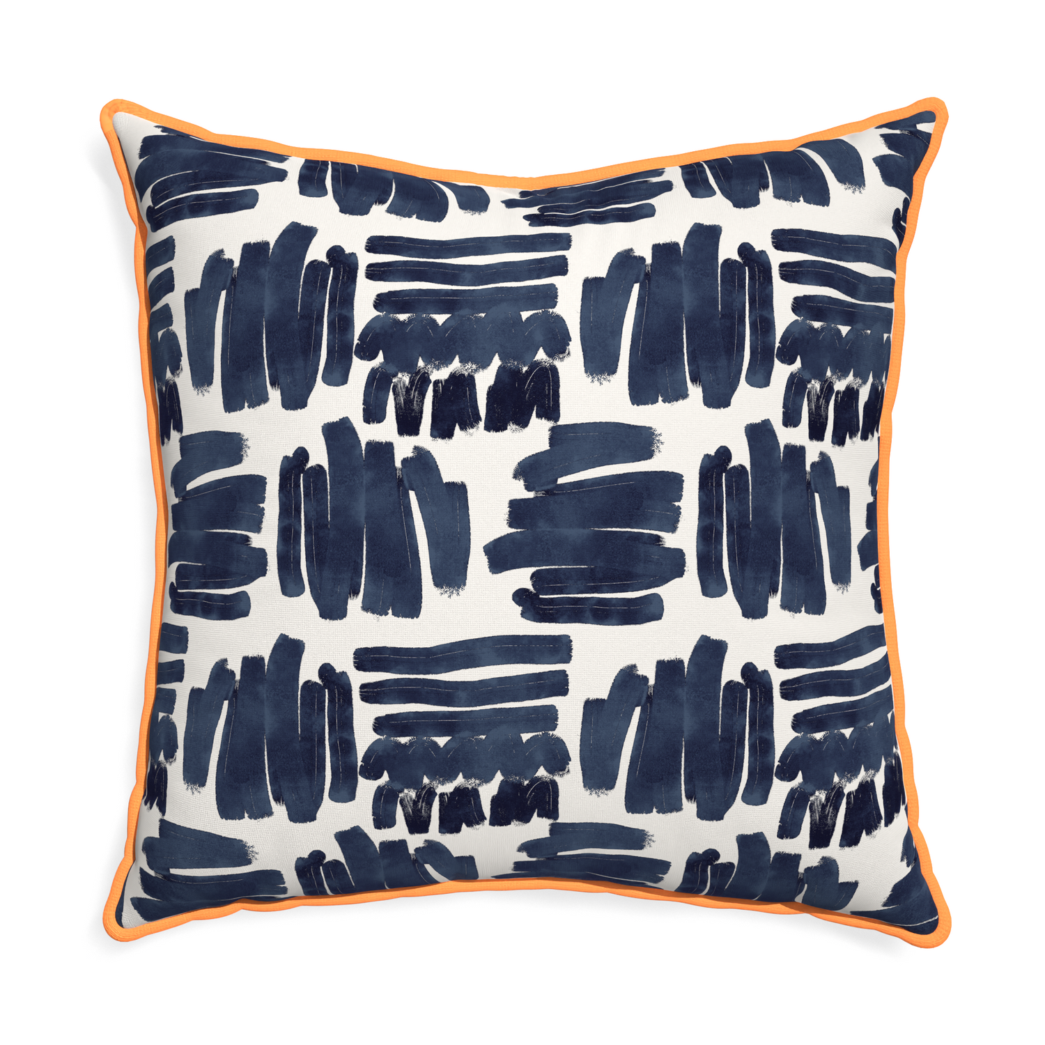 Euro-sham warby custom pillow with clementine piping on white background