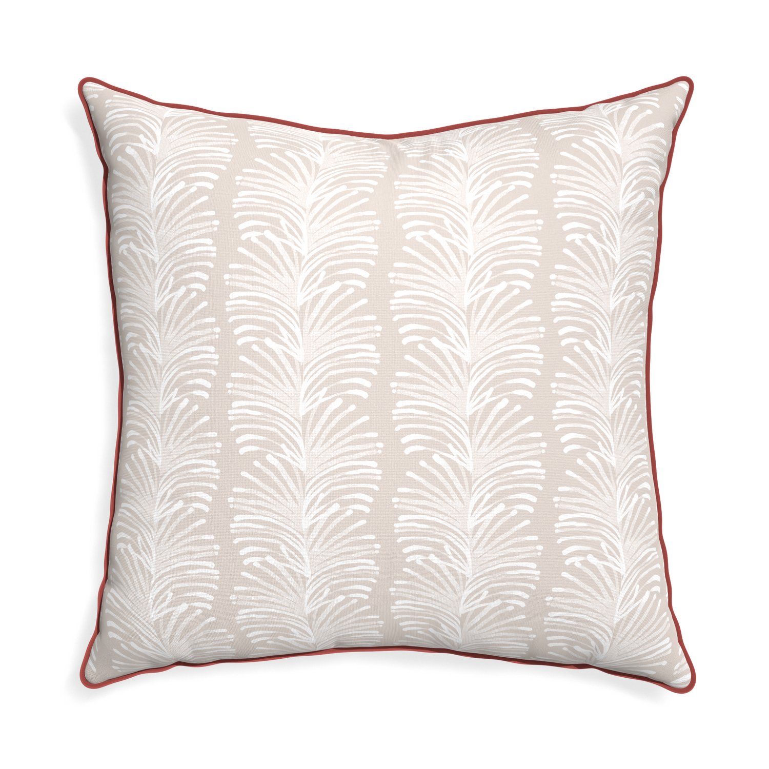Euro-sham emma sand custom pillow with c piping on white background