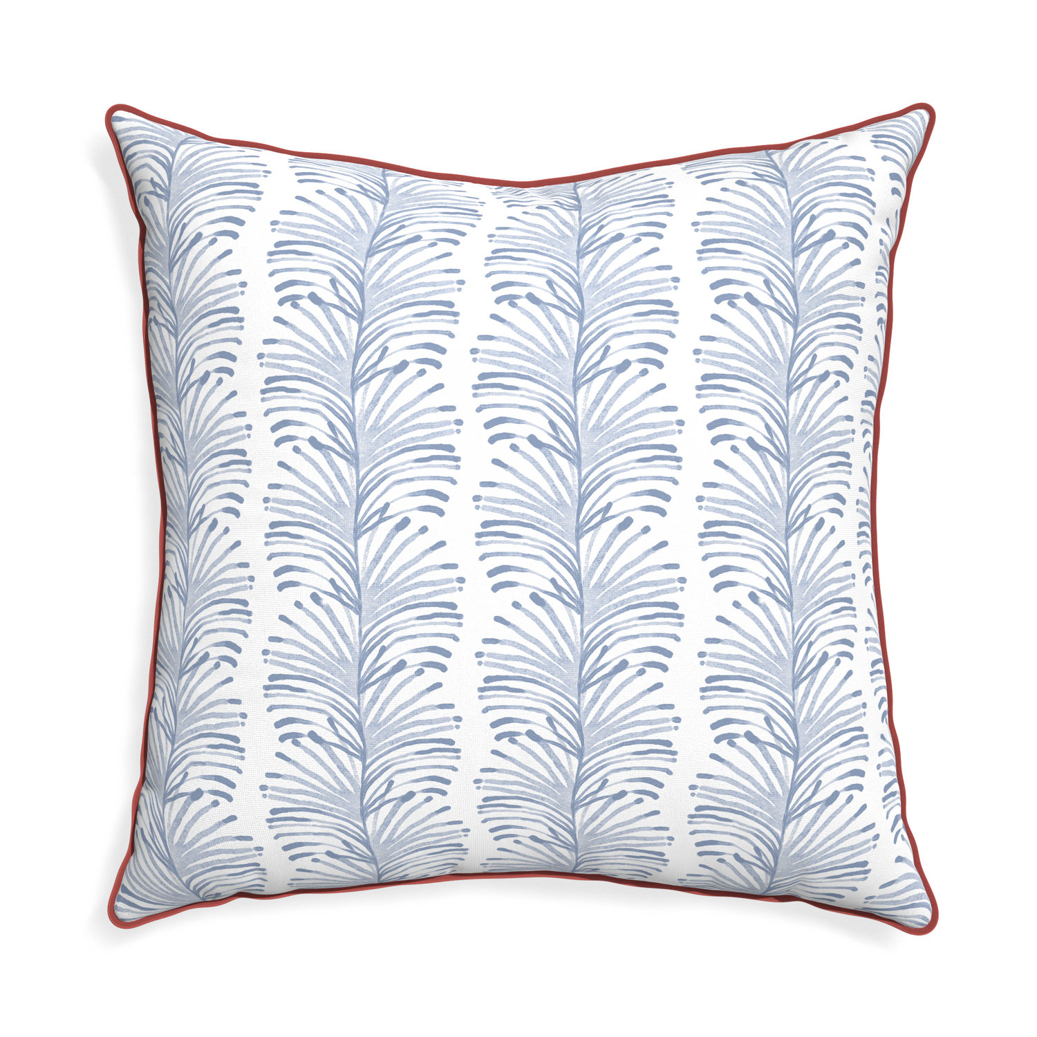 Euro-sham emma sky custom pillow with c piping on white background