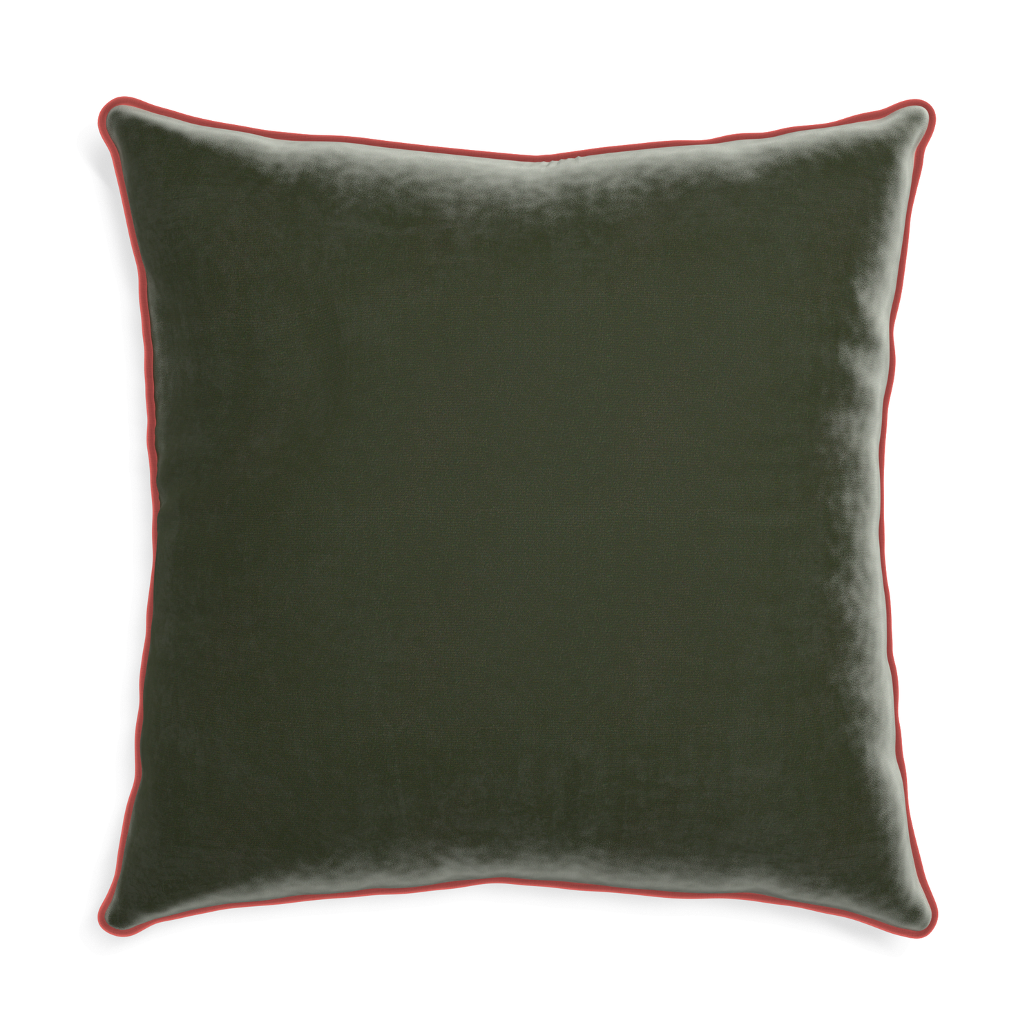 Euro-sham fern velvet custom pillow with c piping on white background