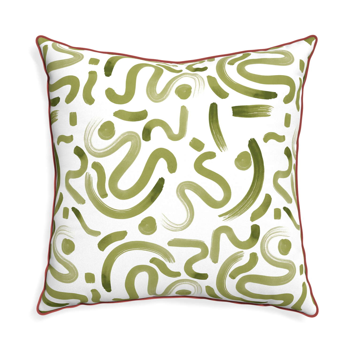 Euro-sham hockney moss custom pillow with c piping on white background