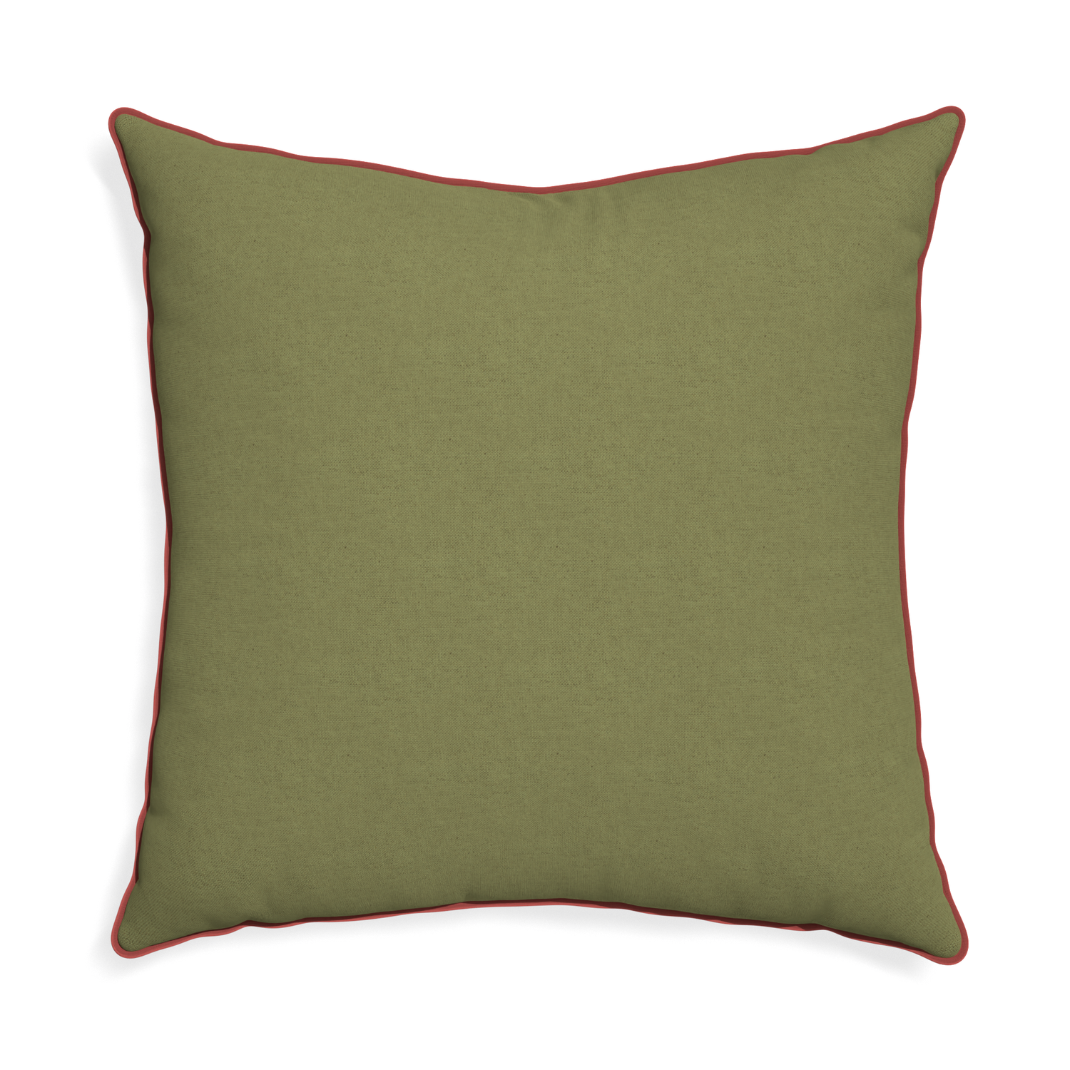 Euro-sham moss custom moss greenpillow with c piping on white background