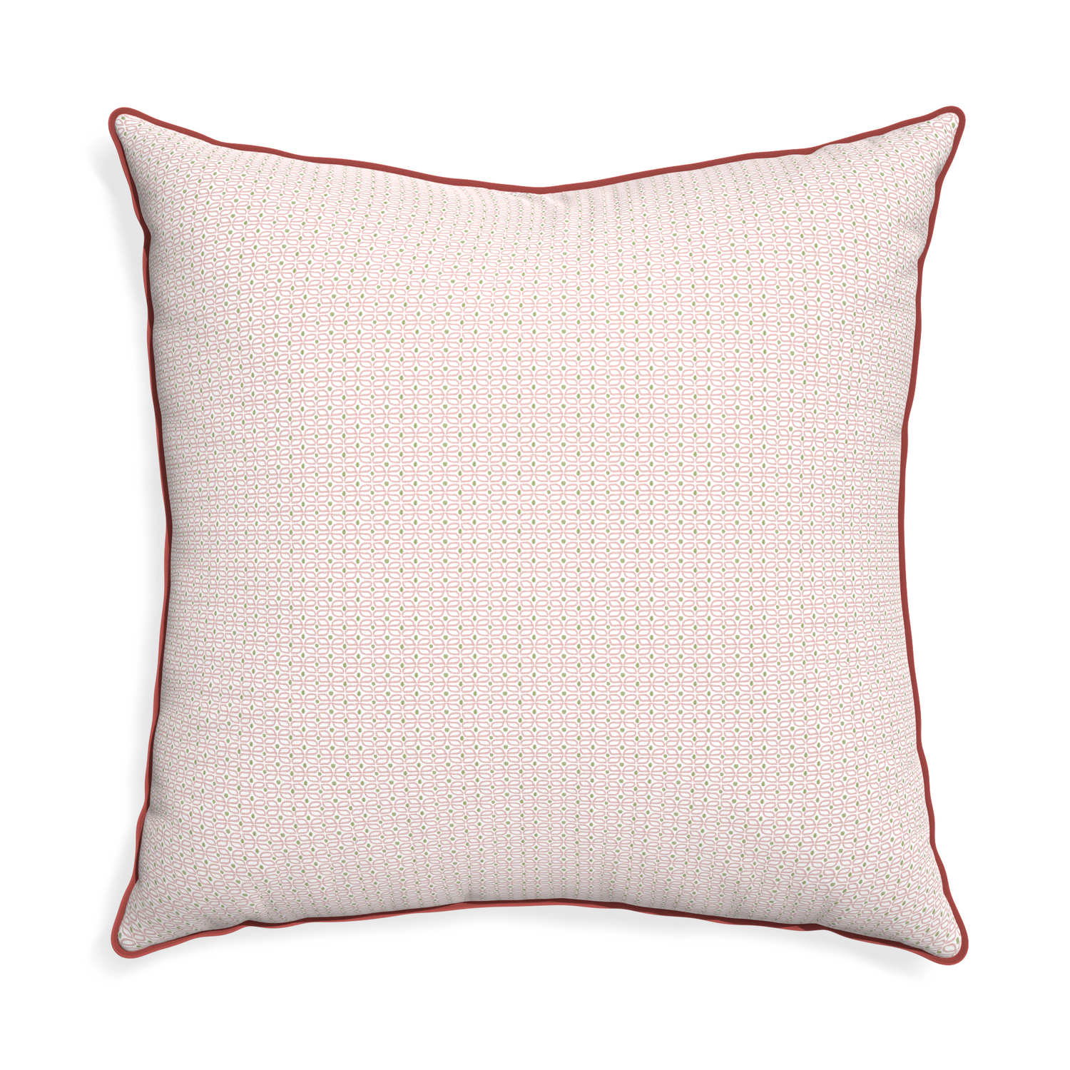 Euro-sham loomi pink custom pillow with c piping on white background