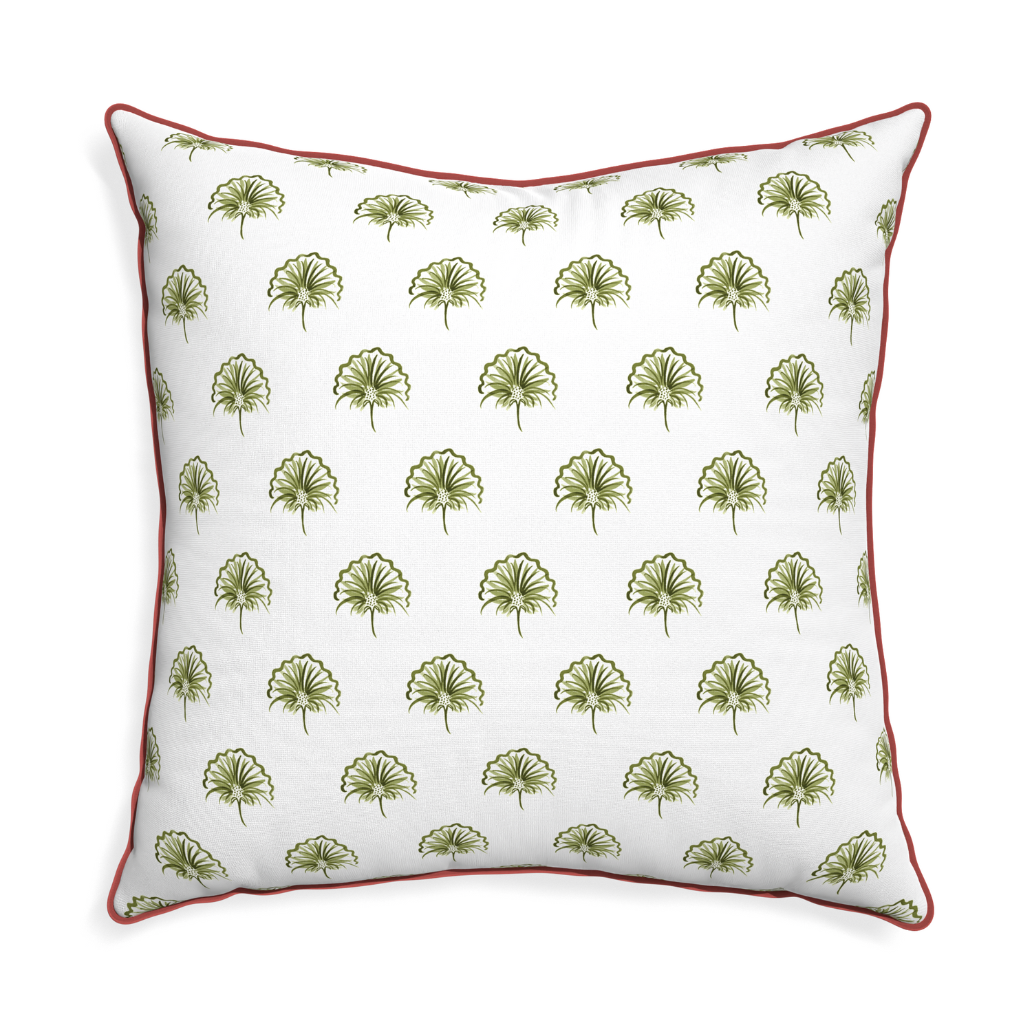 Euro-sham penelope moss custom pillow with c piping on white background
