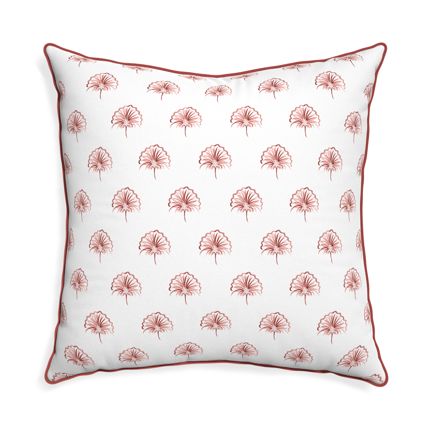 Euro-sham penelope rose custom floral pinkpillow with c piping on white background