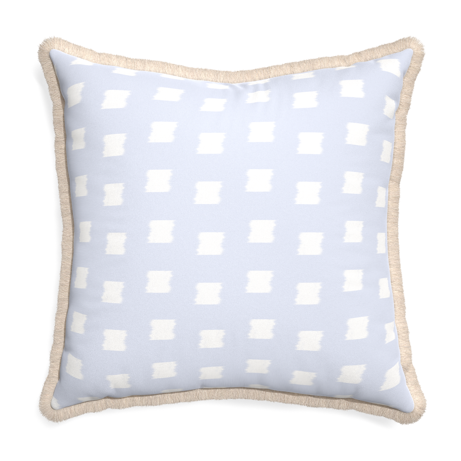 Euro-sham denton custom pillow with cream fringe on white background