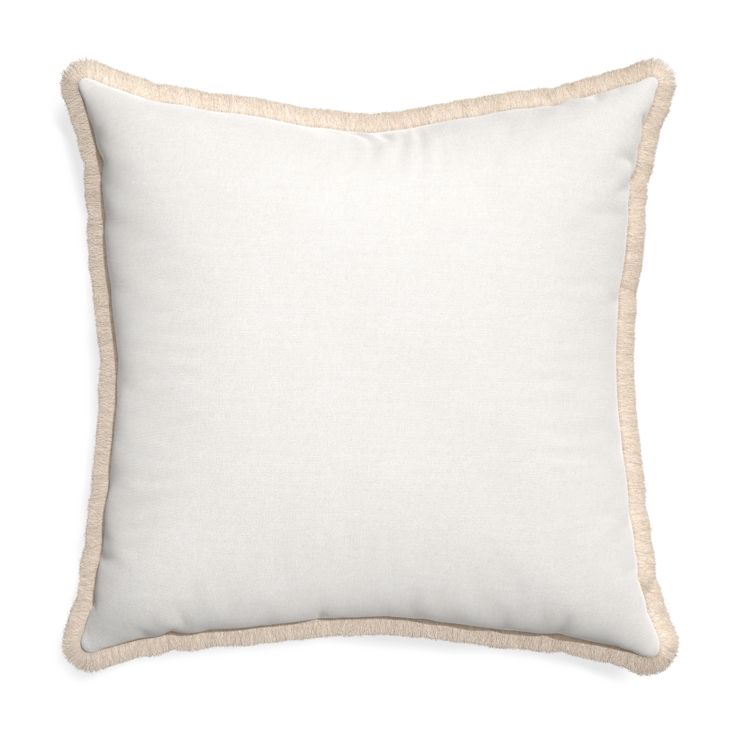 Euro-sham flour custom pillow with cream fringe on white background