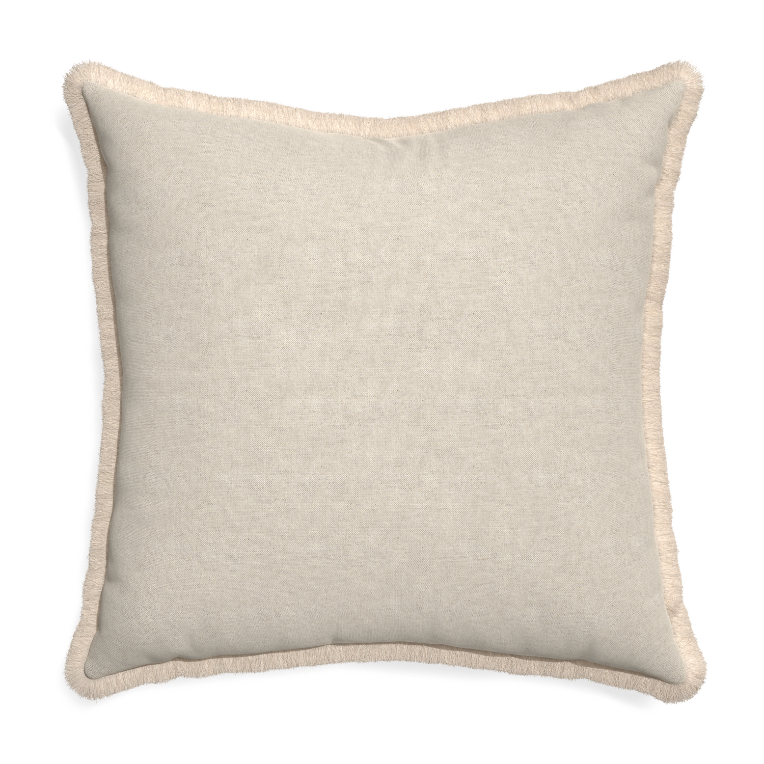 Euro-sham oat custom pillow with cream fringe on white background