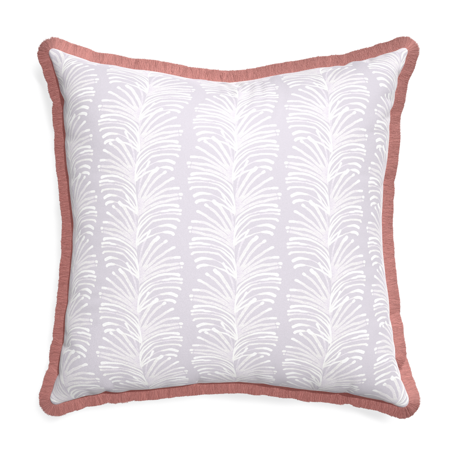 Euro-sham emma lavender custom pillow with d fringe on white background