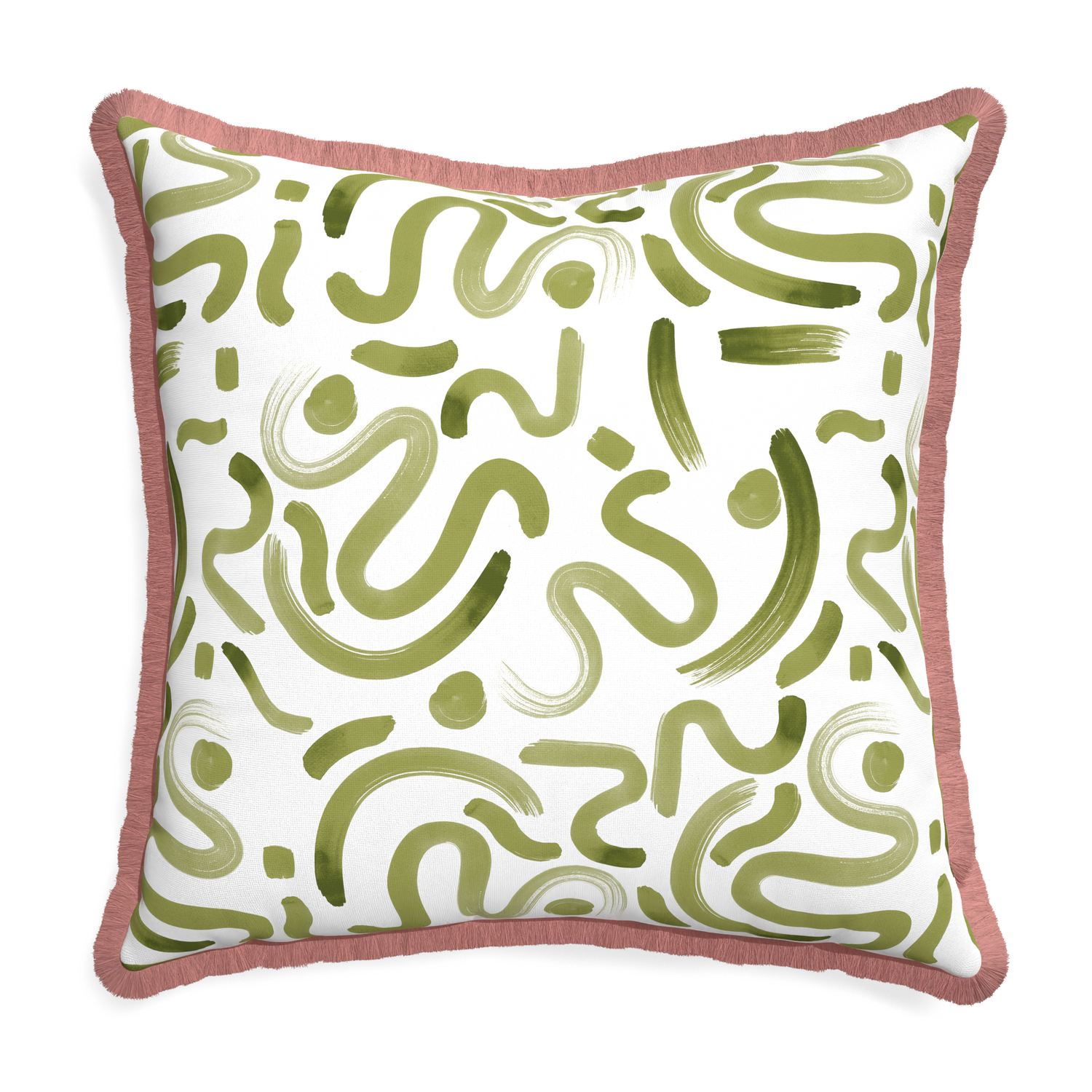 Euro-sham hockney moss custom pillow with d fringe on white background