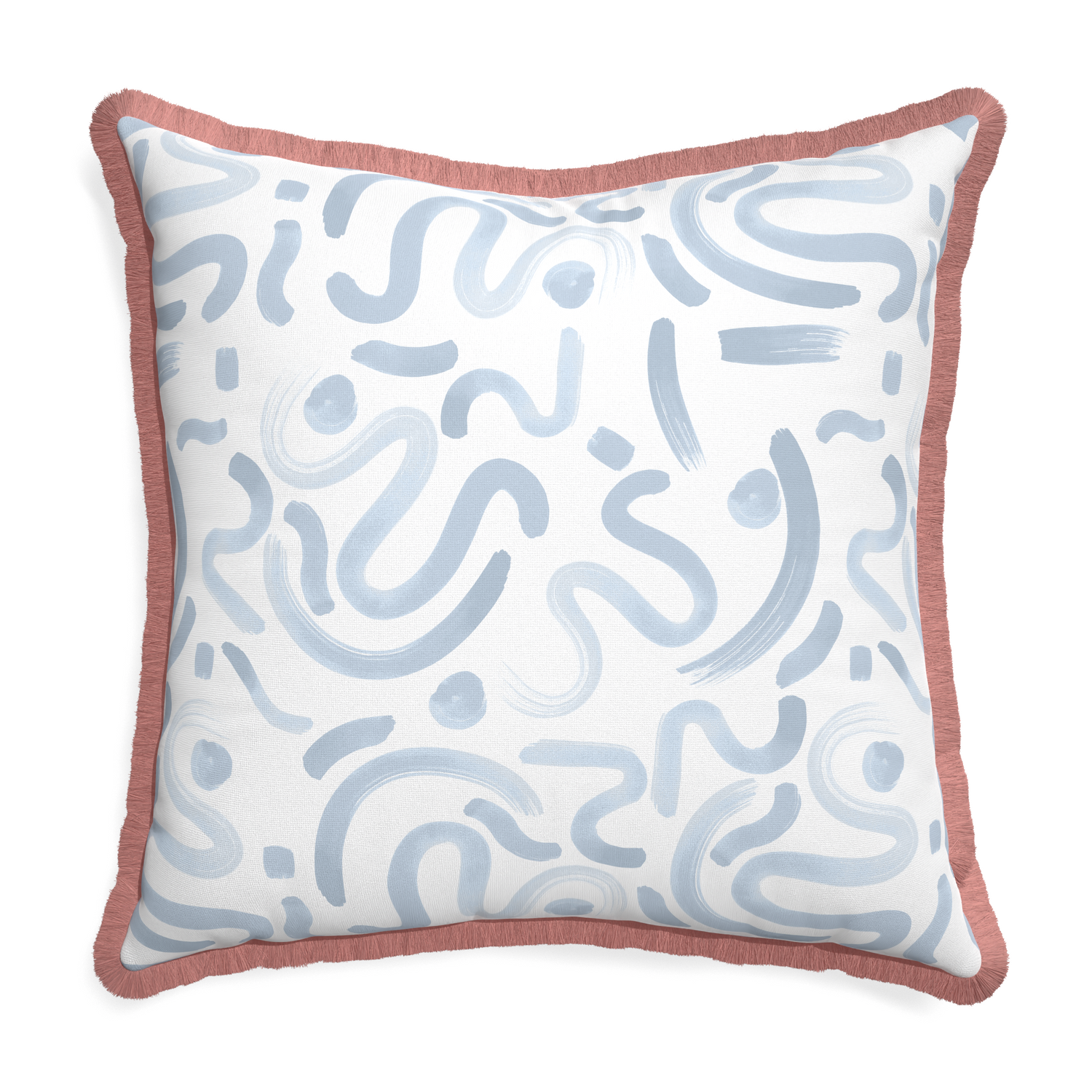 Euro-sham hockney sky custom pillow with d fringe on white background