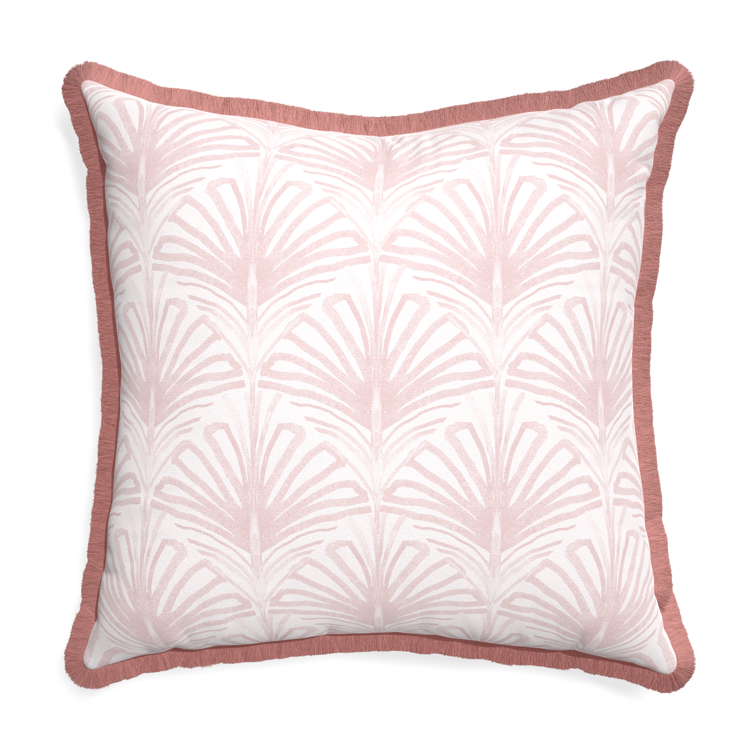 Euro-sham suzy rose custom pillow with d fringe on white background