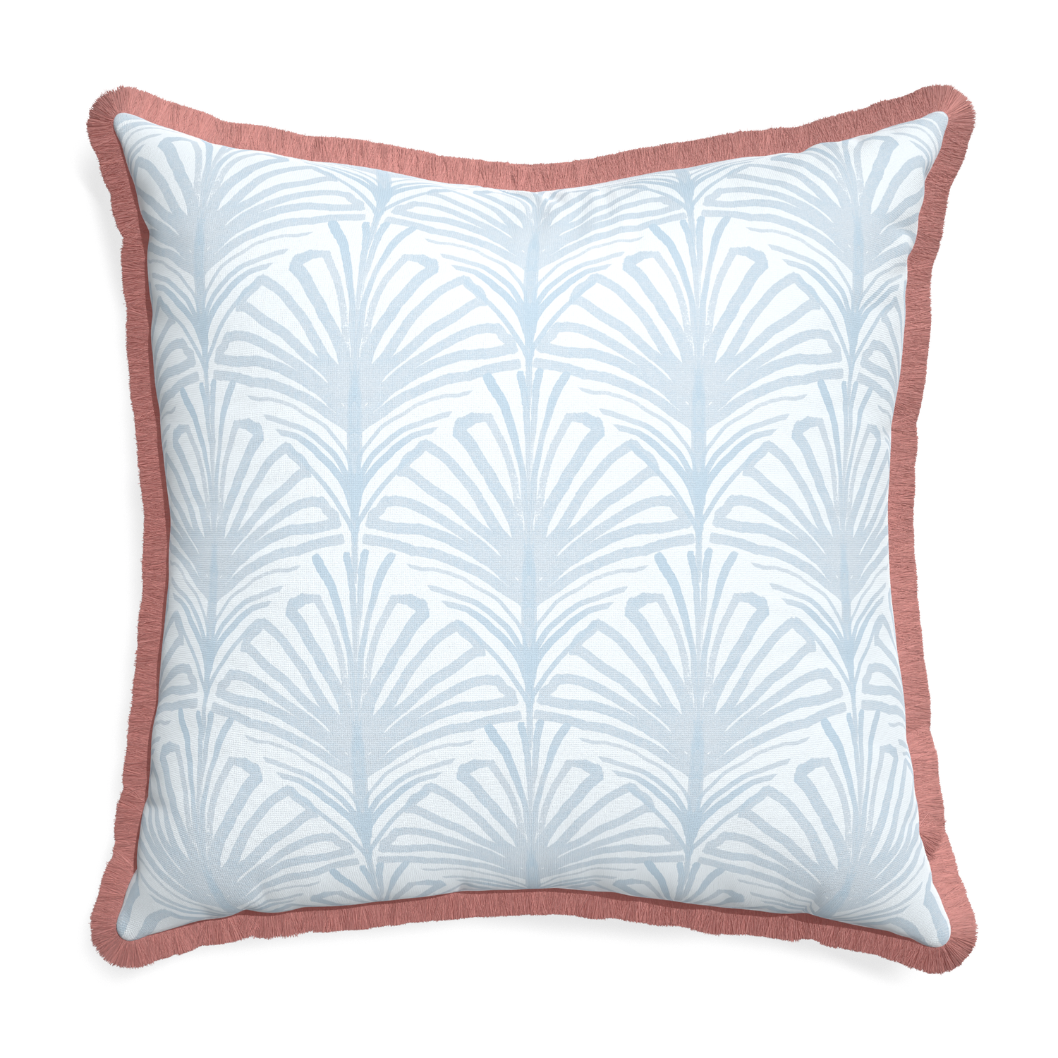 Euro-sham suzy sky custom pillow with d fringe on white background