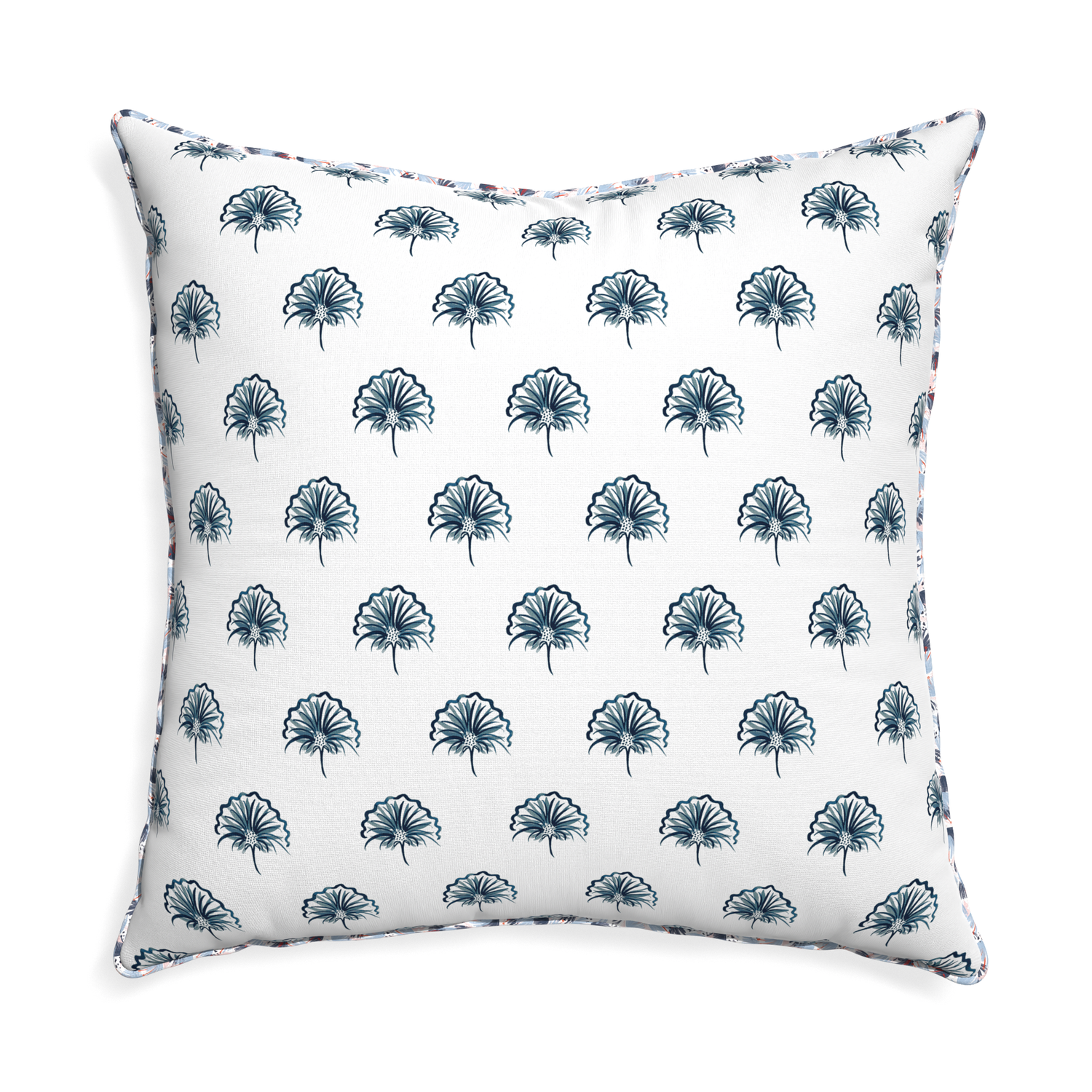 Euro-sham penelope midnight custom pillow with e piping on white background