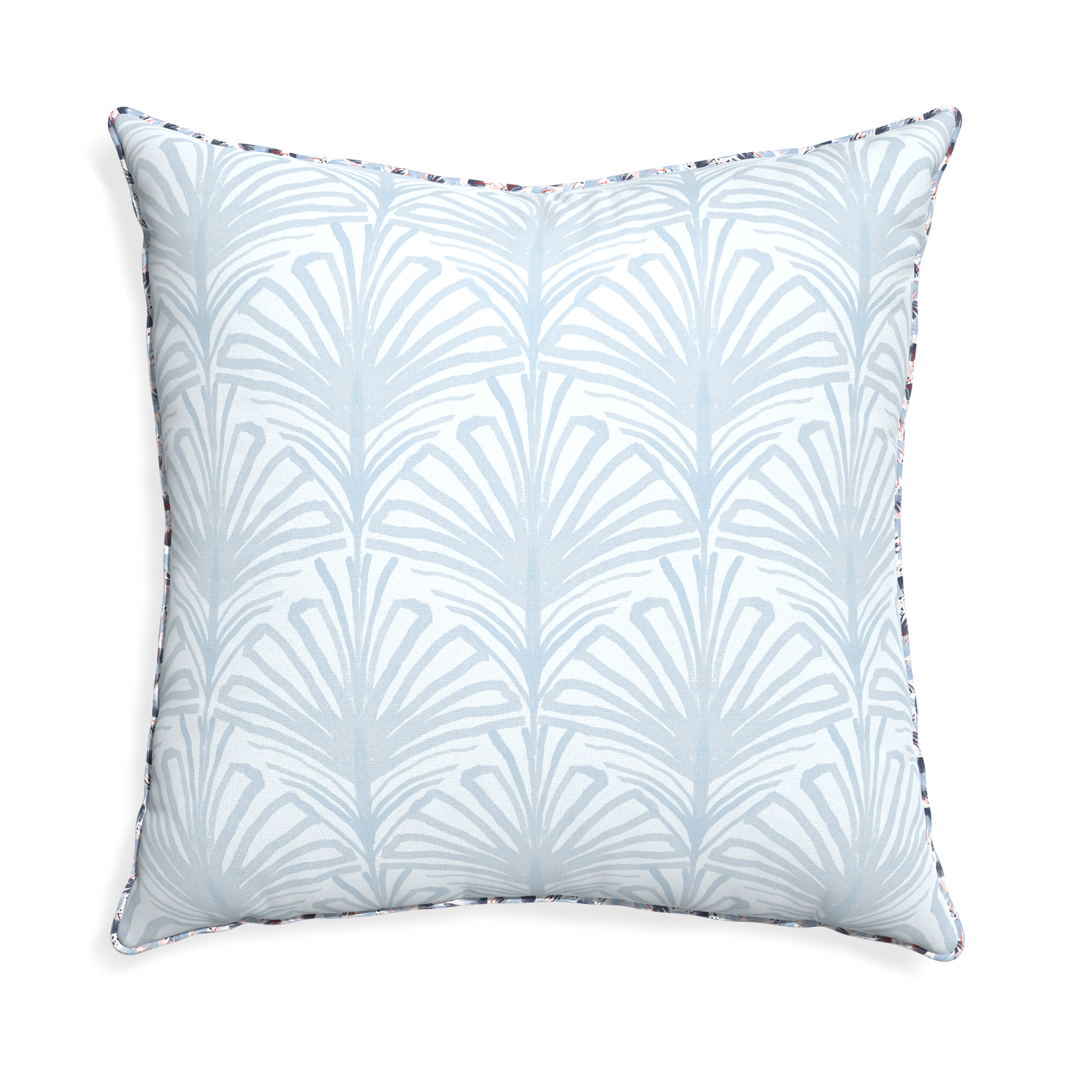 Euro-sham suzy sky custom pillow with e piping on white background