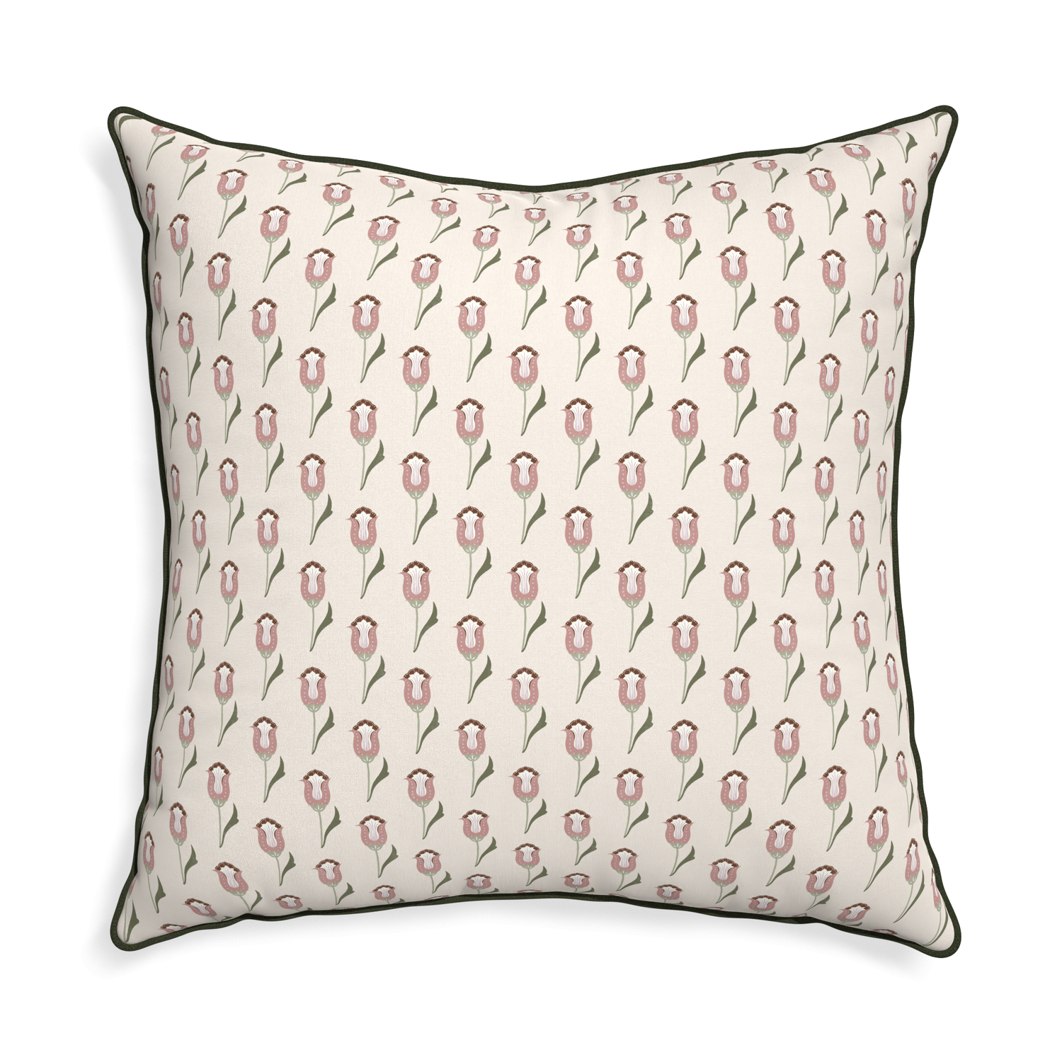 Euro-sham annabelle orchid custom pink tulippillow with f piping on white background
