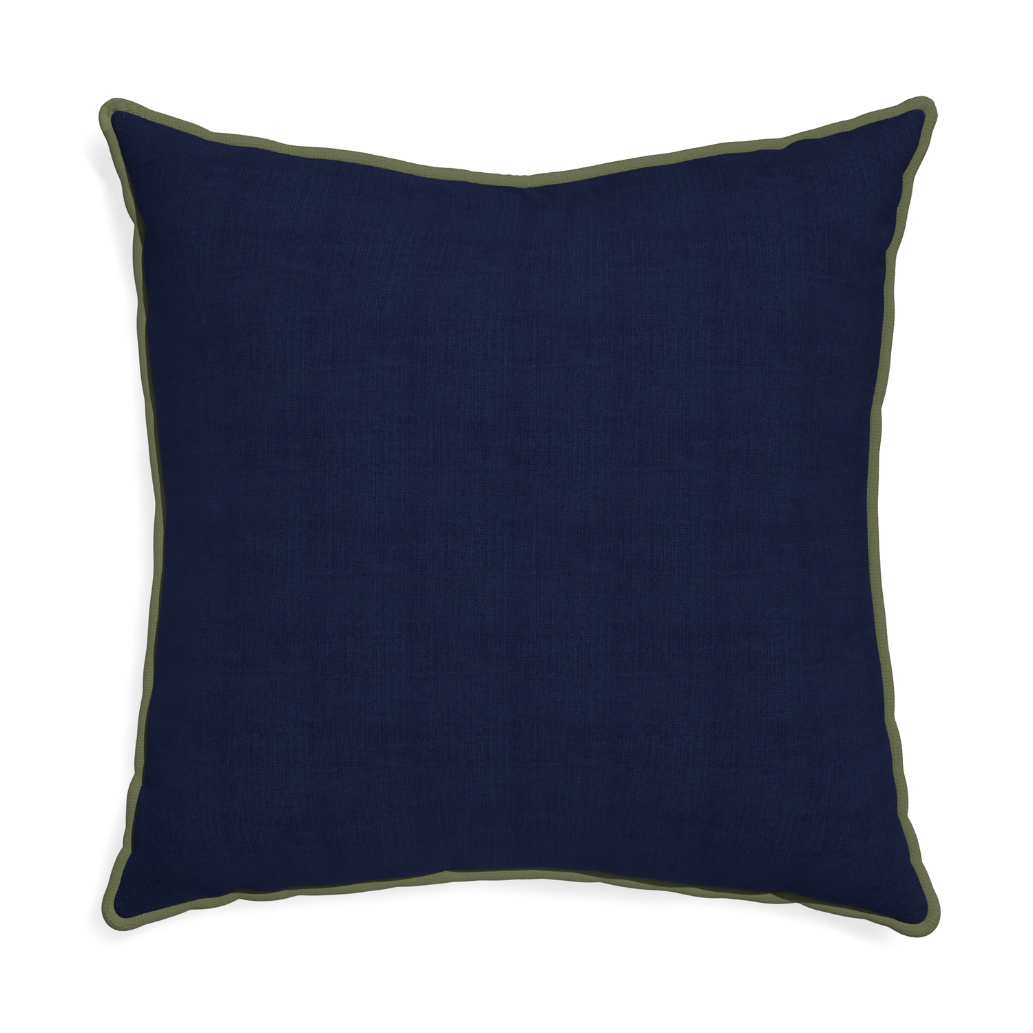 Euro-sham midnight custom pillow with f piping on white background