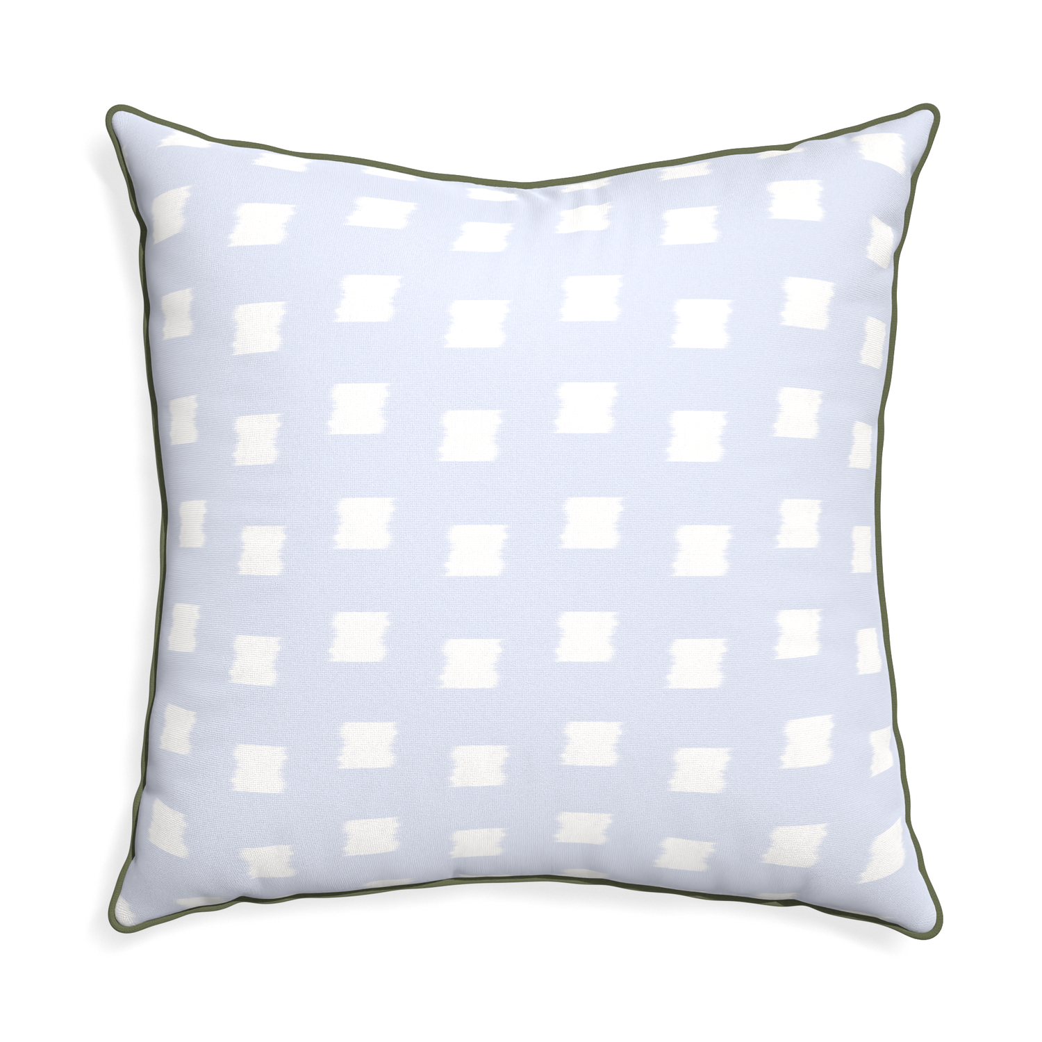 Euro-sham denton custom sky blue patternpillow with f piping on white background