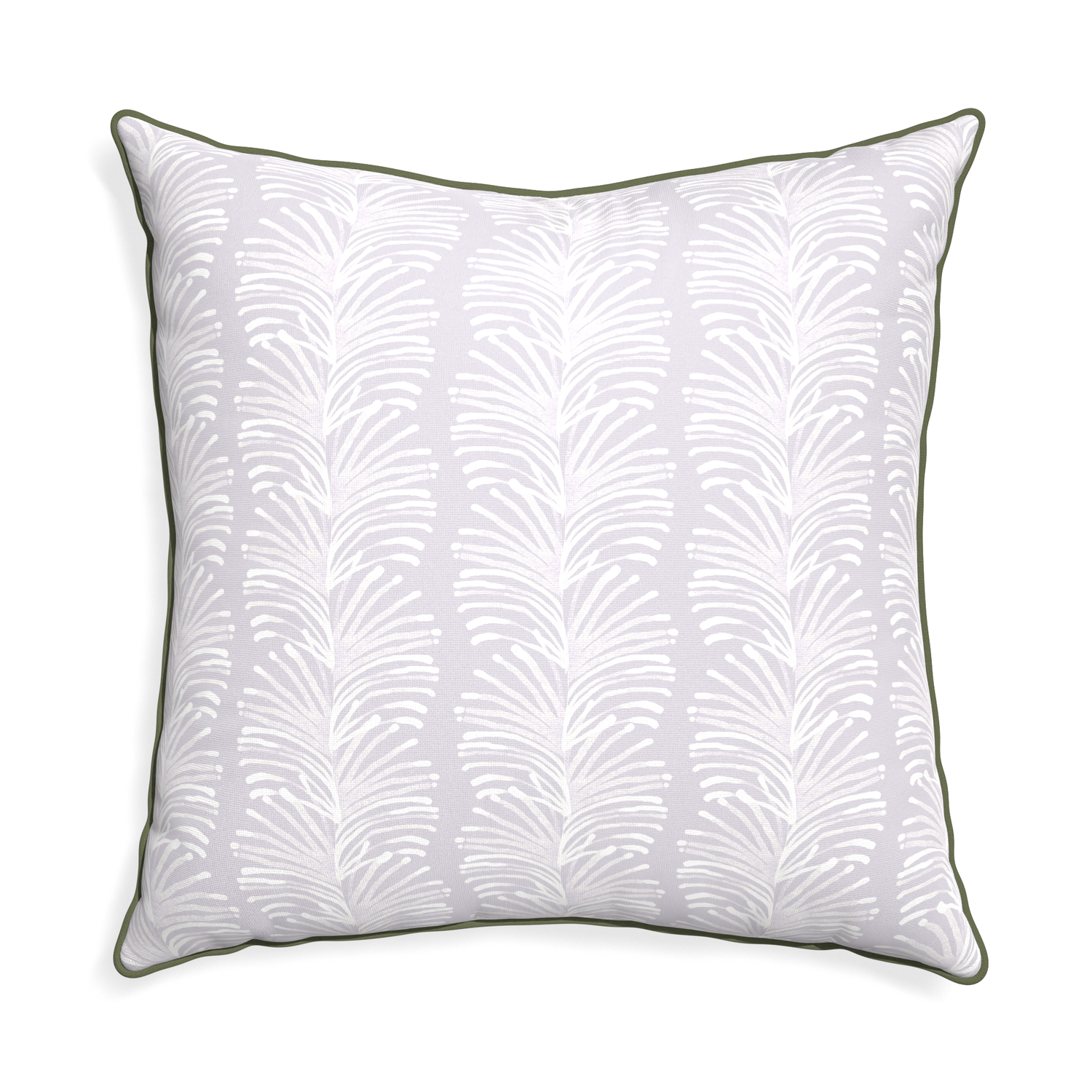 Euro-sham emma lavender custom pillow with f piping on white background
