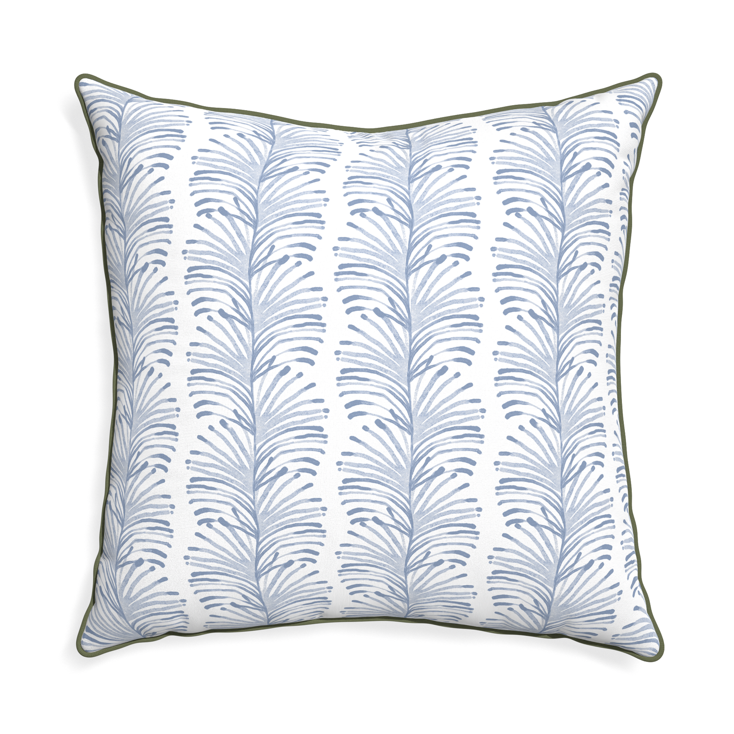 Euro-sham emma sky custom pillow with f piping on white background