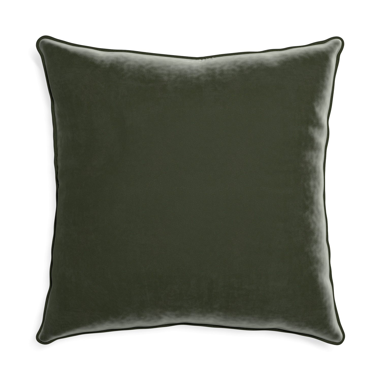 square fern green velvet pillow with fern green piping